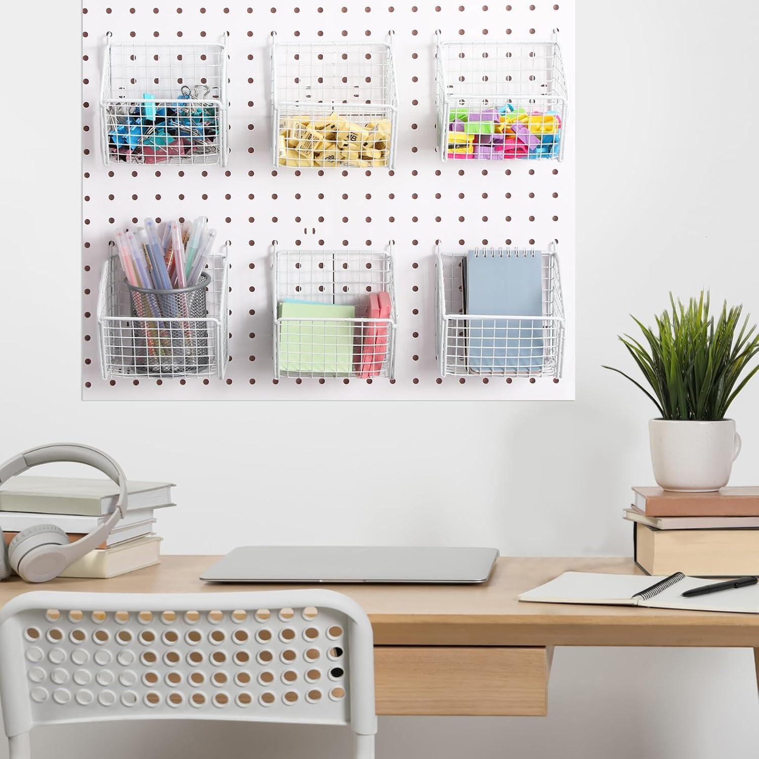 Paquete de 6 Cestas de Alambre Metálico Reallnaive Blancas