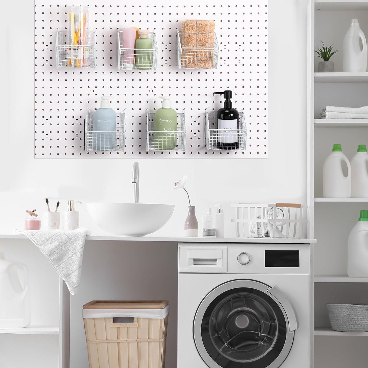 Paquete de 6 Cestas de Alambre Metálico Reallnaive Blancas