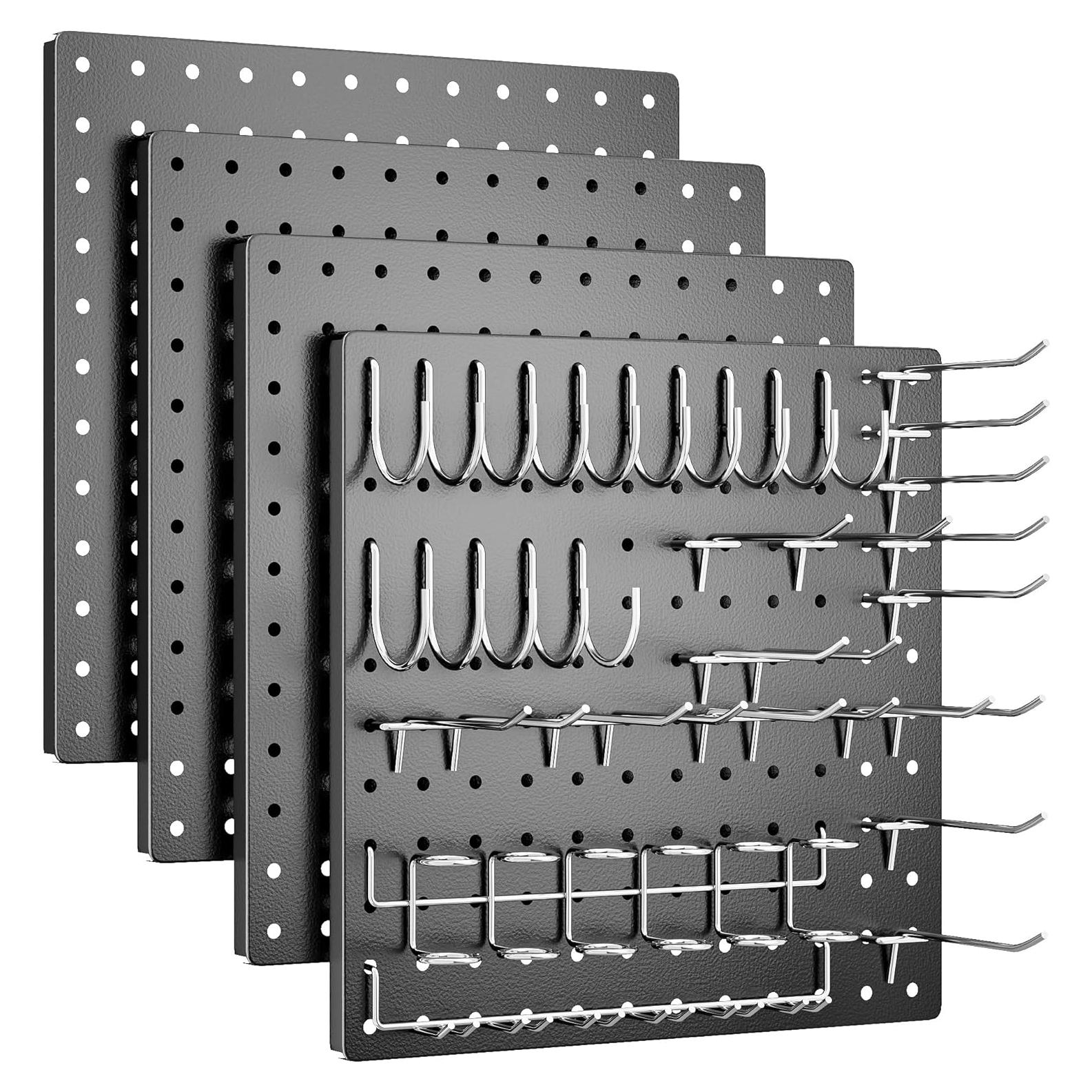 Kit de Tablero Perforado FZK Negro 36 Piezas con 32 Ganchos