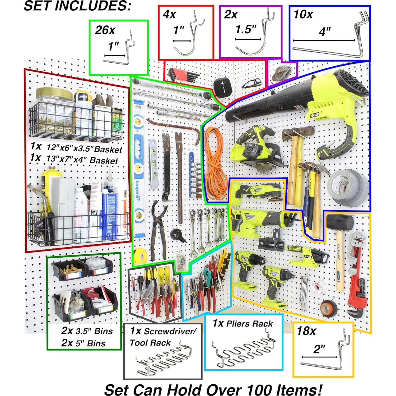Ganchos para Tableros Perforados Right Arrange - 71 Piezas
