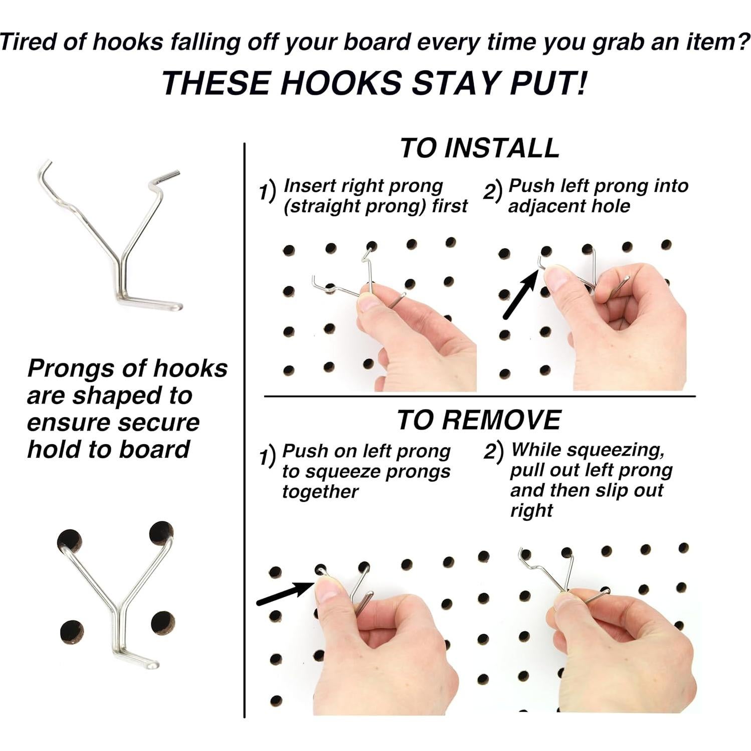 Ganchos para Tableros Perforados Right Arrange - 71 Piezas