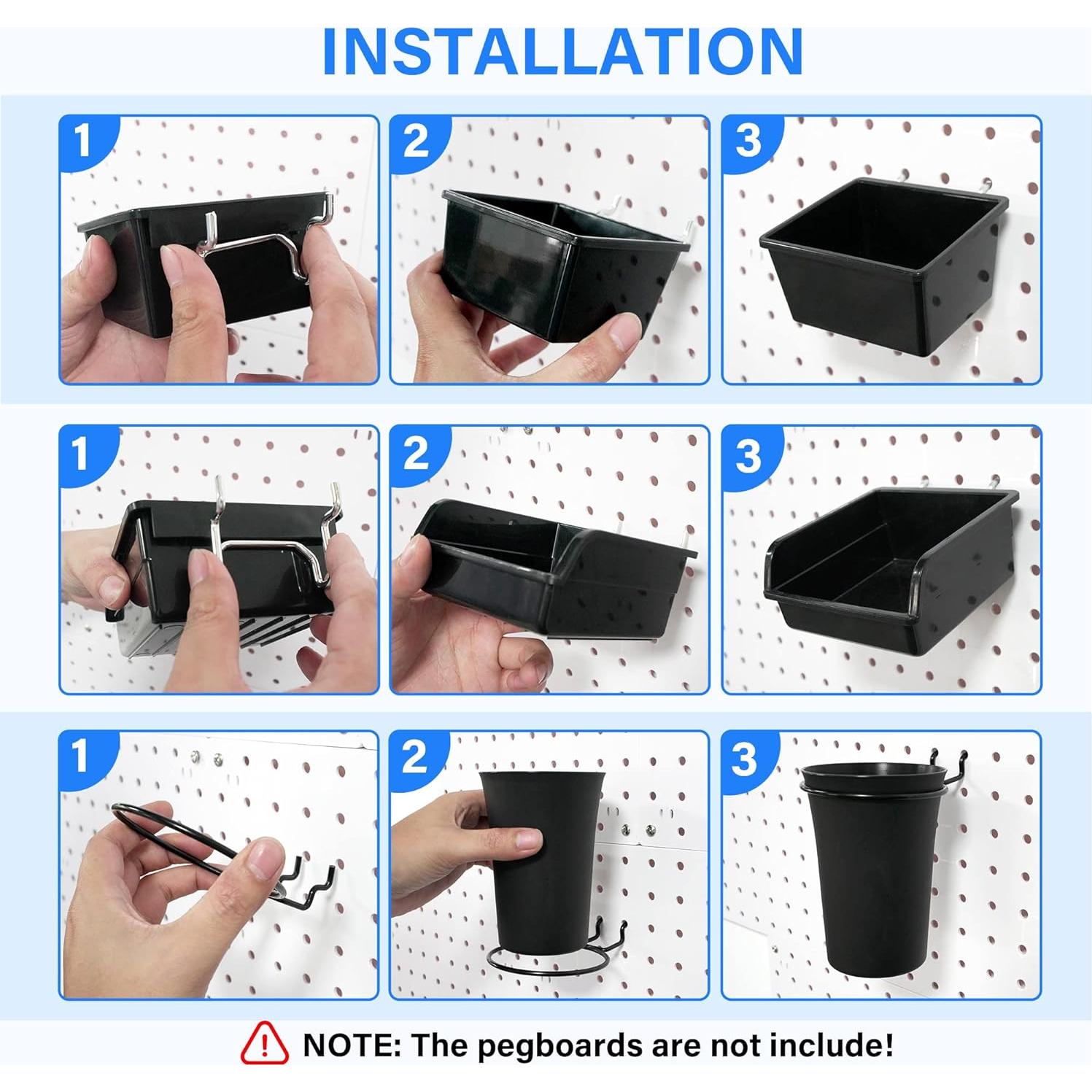 Juego de Ganchos y Bins para Tablero Perforado LANSI 24 Piezas