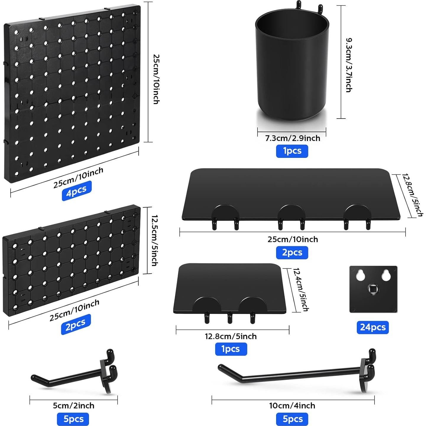 Kit Organizador de Pared Yookeer 44 Piezas Tablero Perforado
