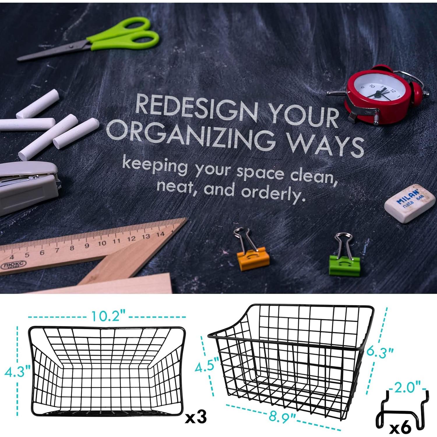 Cestas de Almacenamiento LIGHT DUST para Tablero Perforado - 3 Piezas