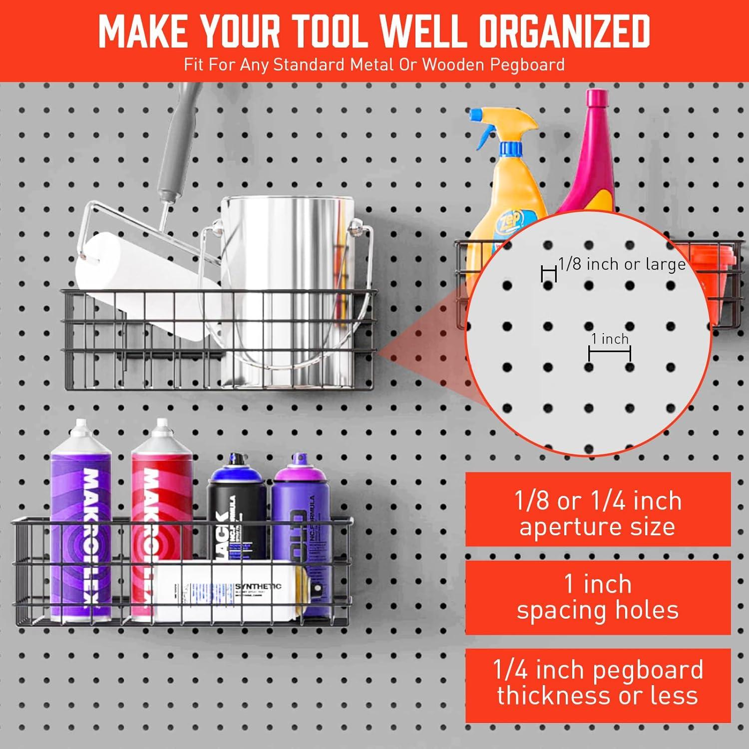 Cestas para Tablero de Clavos HORUSDY - Paquete de 4 Tamaños