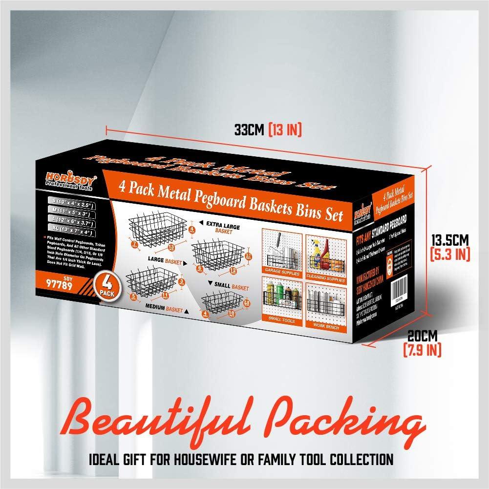 Cestas para Tablero de Clavos HORUSDY - Paquete de 4 Tamaños