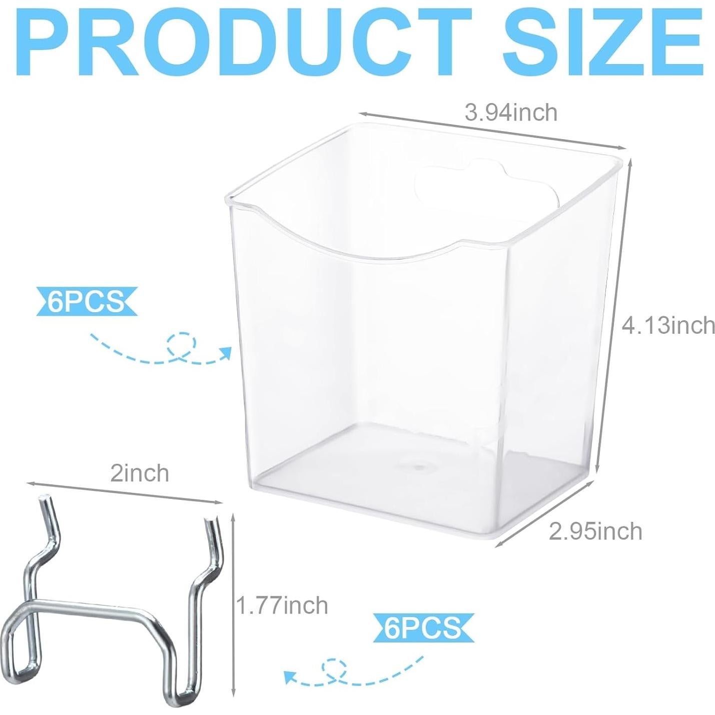 Paquete de 6 Contenedores de Tablero Perforado Reallnaive 10x7.5x10.5cm