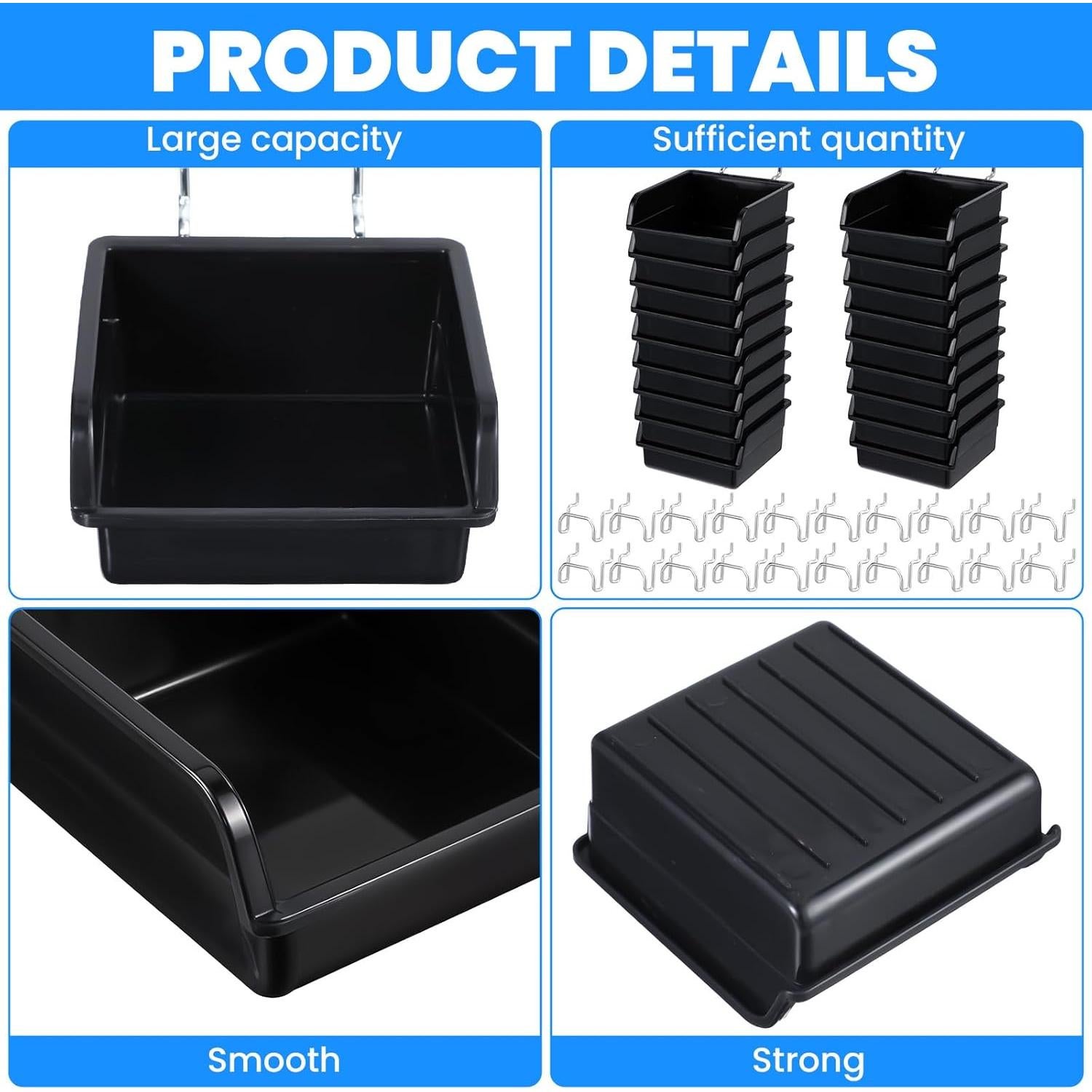 Paquete de 20 Contenedores para Tablero Perforado Tolare