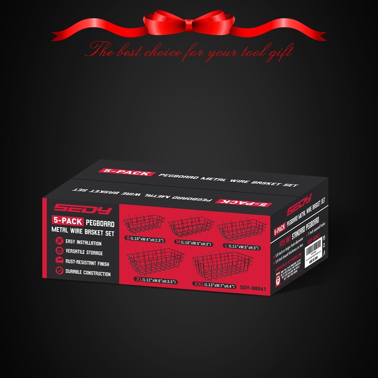 Juego de Cestas de Alambre SEDY para Tablero de Clavos 5 Piezas