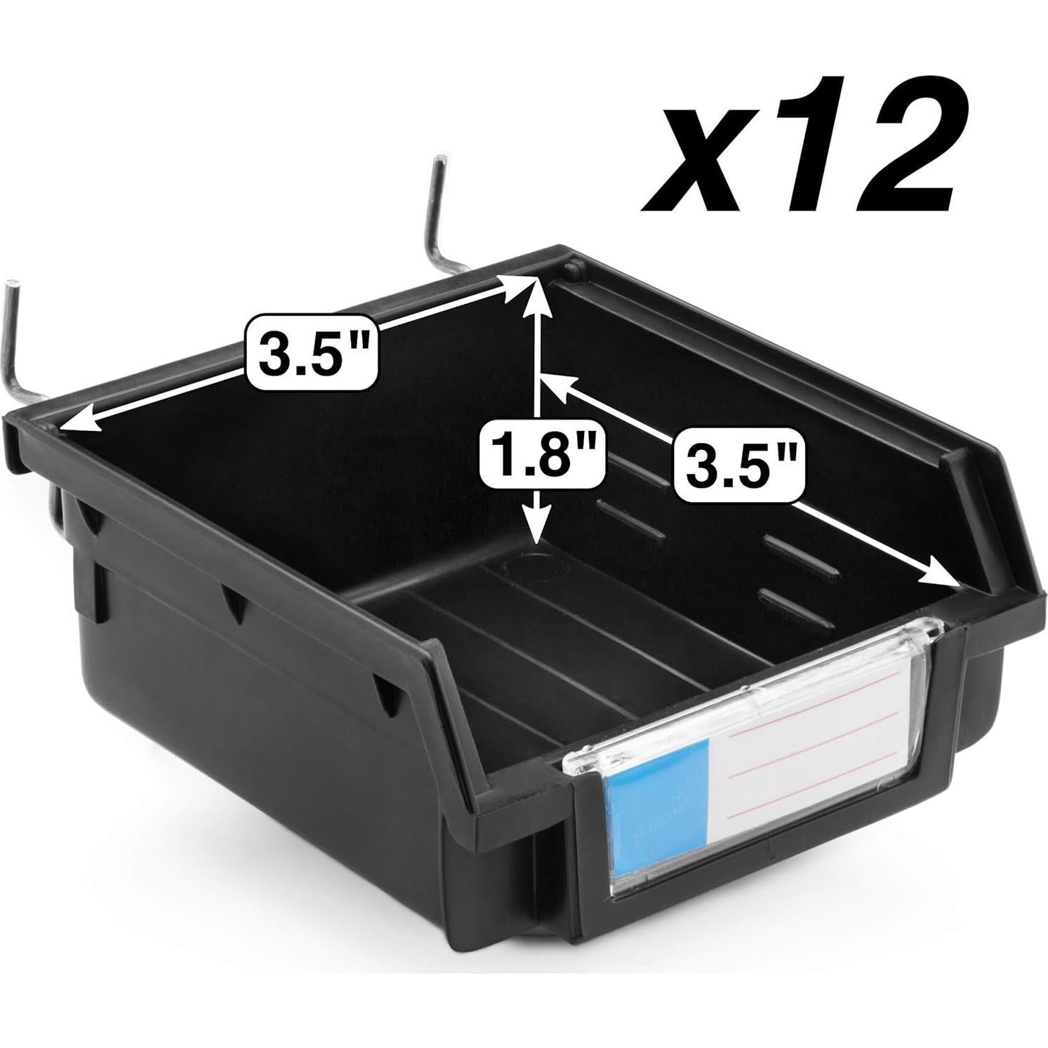 Cajas de Pegboard Right Arrange 3.5" Negro - Paquete de 12