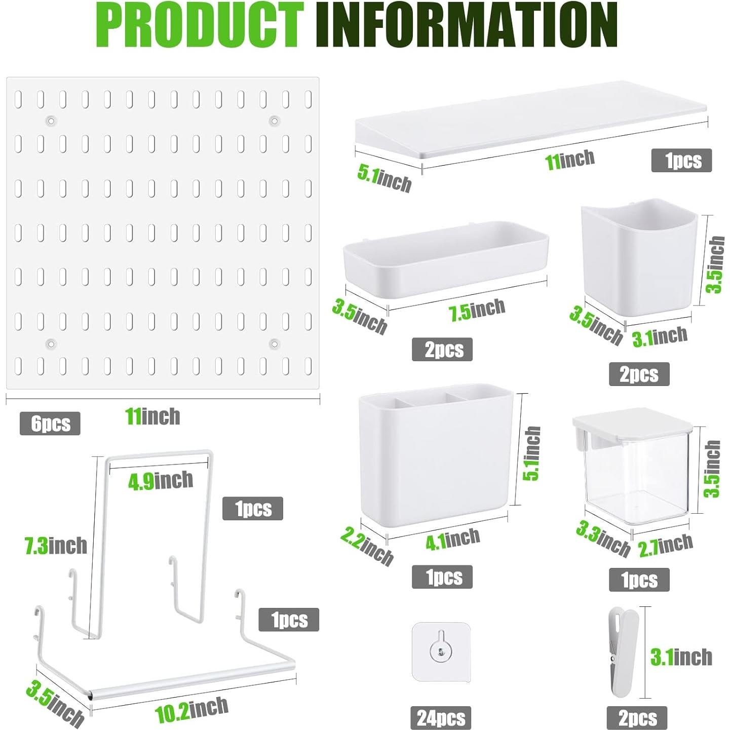 Kit de Tablero Perforado 17 Piezas Unittype Blanco 84x56cm