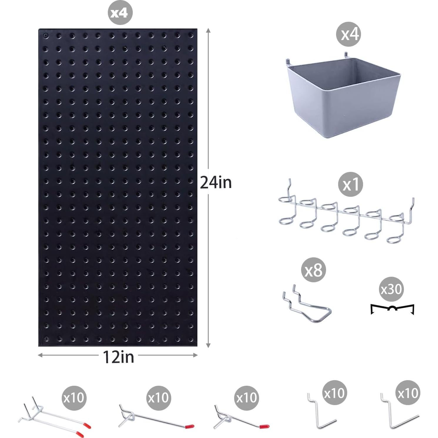 Kit de Paneles de Metal Negro Pegboard Smith 97 Piezas