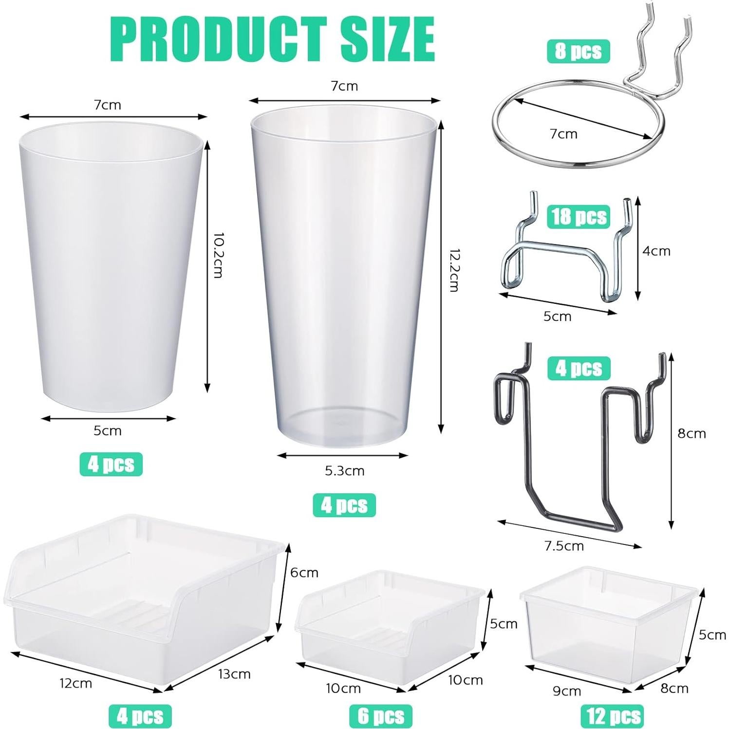 Organizador de Tablero de Clavos Roowest 60 Pcs Transparente