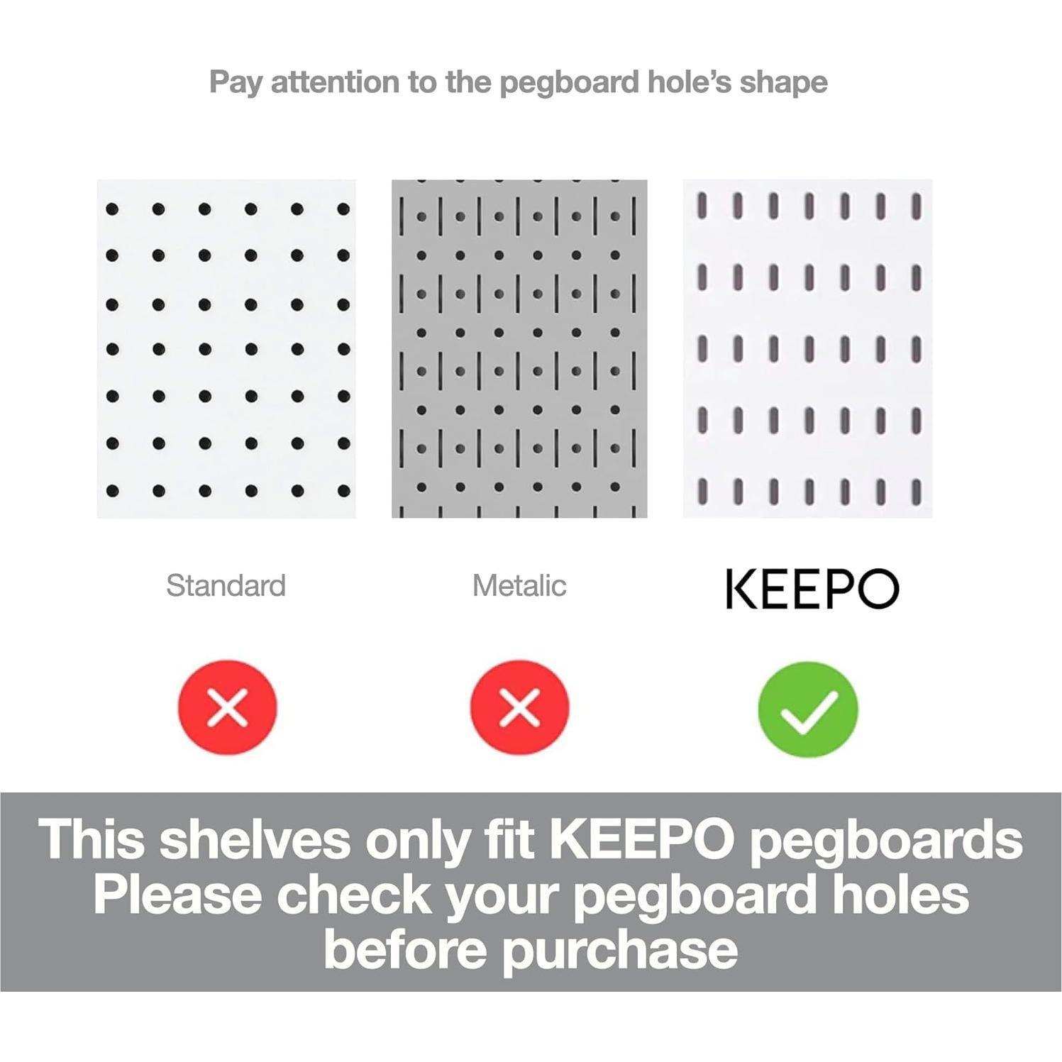 Organizador de Tablero de Clavos Keepo con Estantes y Ganchos