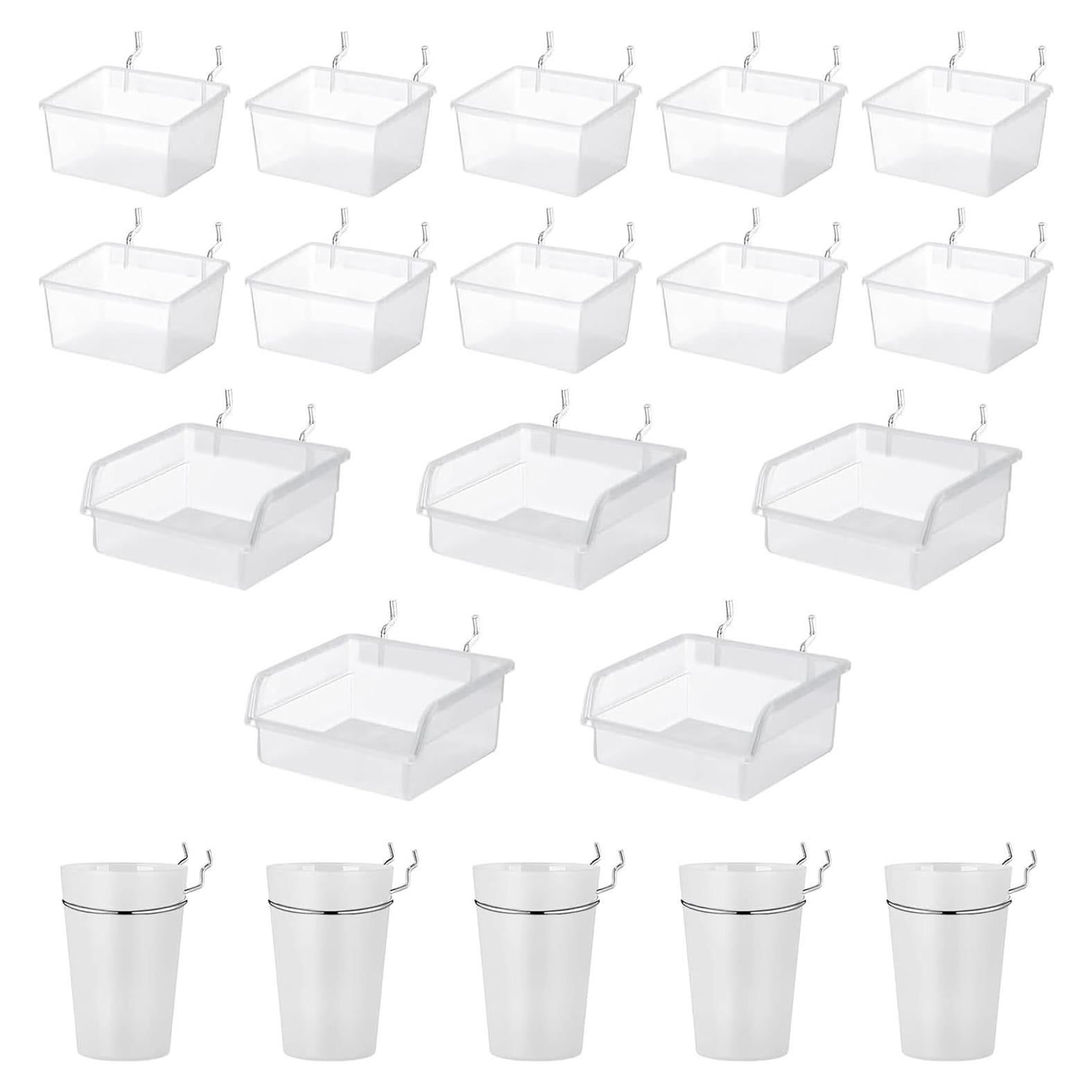 20 Tazas y Contenedores Transparentes Merkaunis para Tablero de Clavos