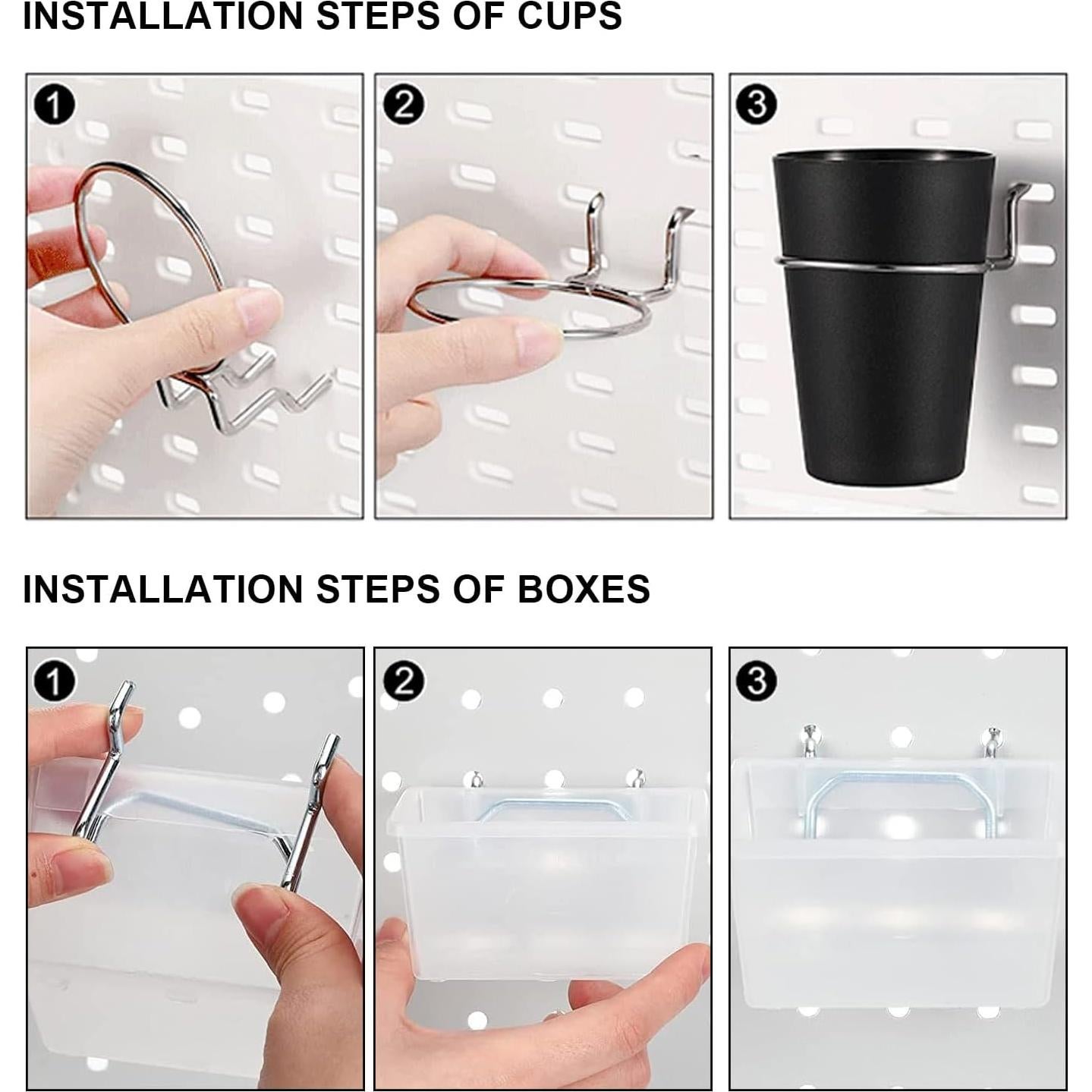 20 Tazas y Contenedores Transparentes Merkaunis para Tablero de Clavos