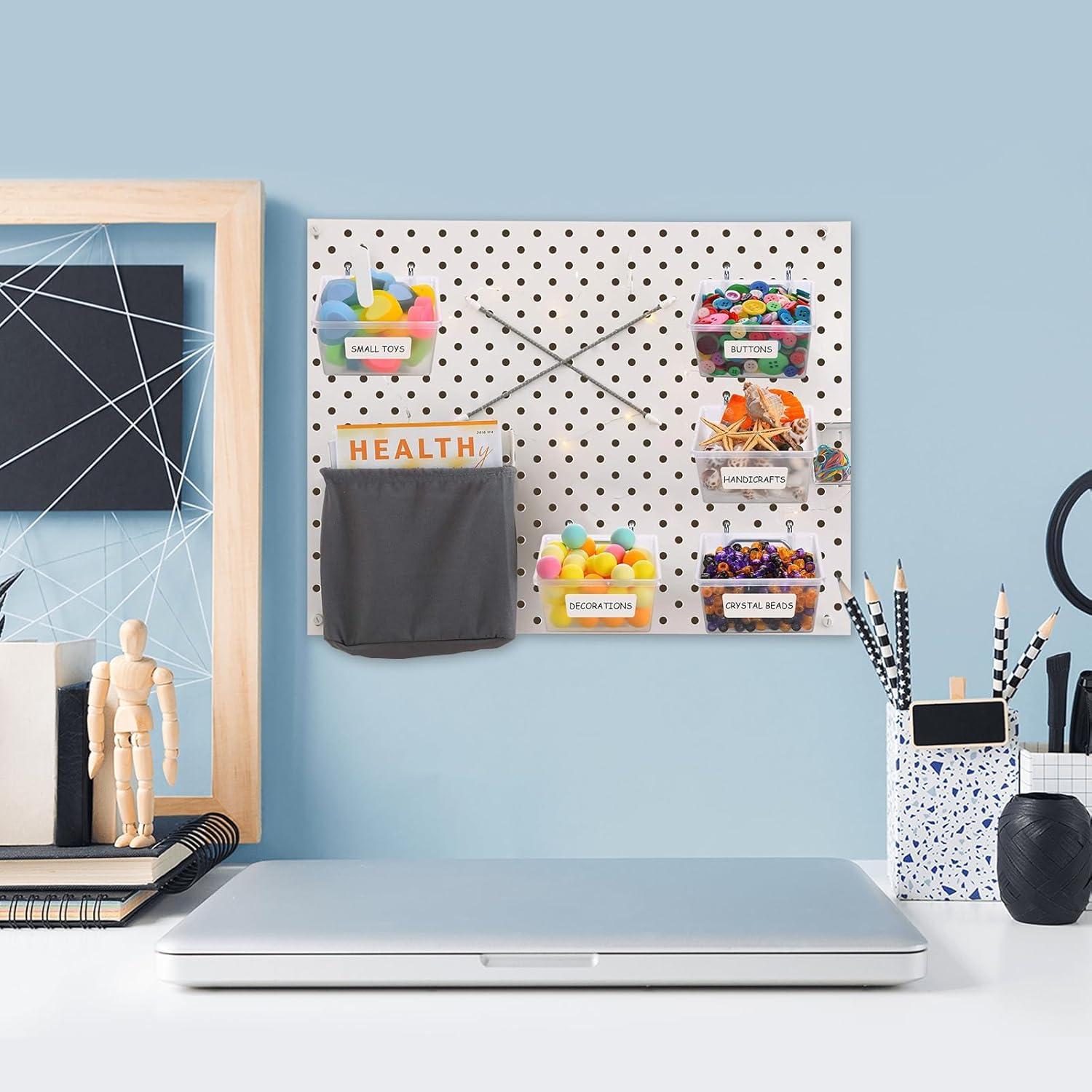 20 Tazas y Contenedores Transparentes Merkaunis para Tablero de Clavos