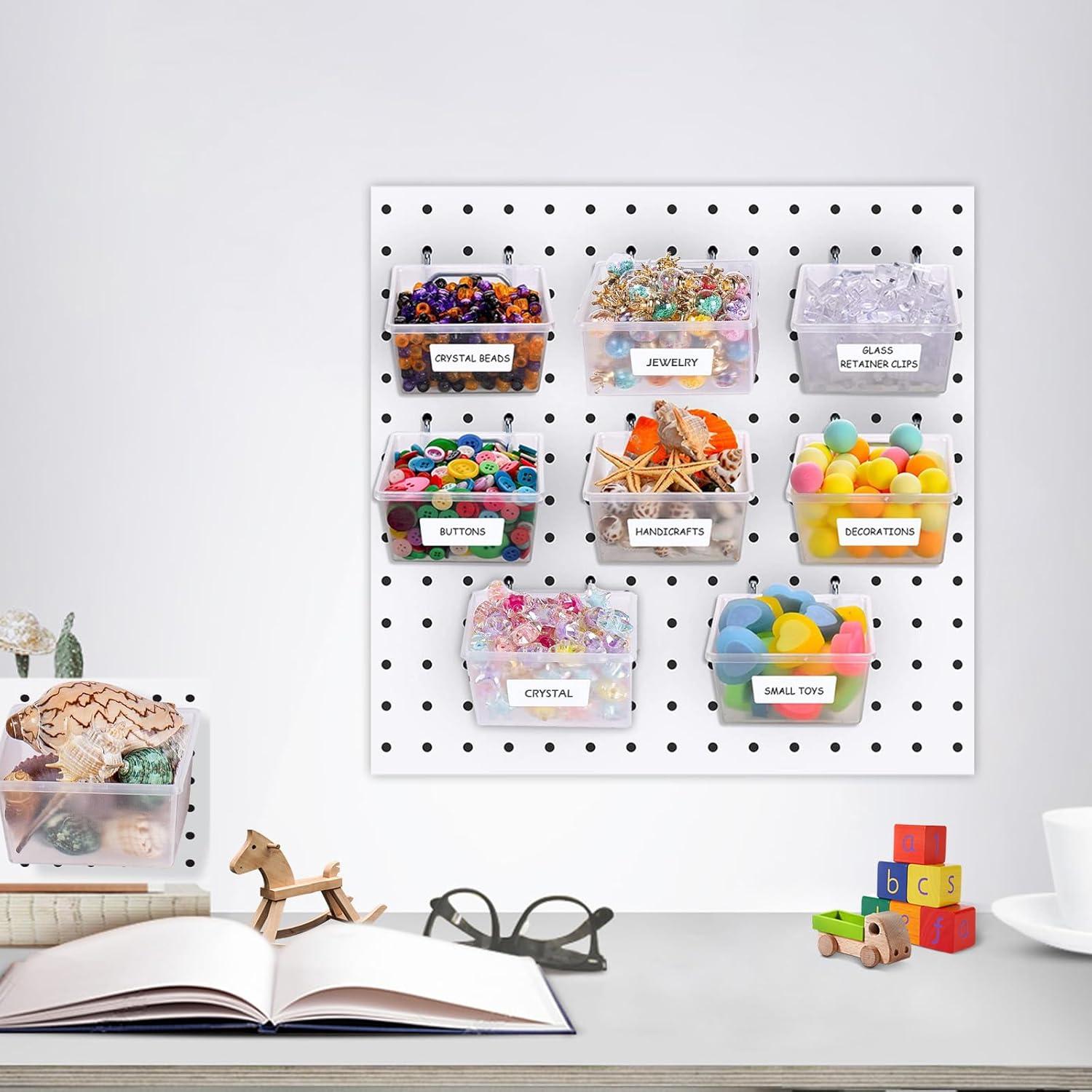 20 Tazas y Contenedores Transparentes Merkaunis para Tablero de Clavos