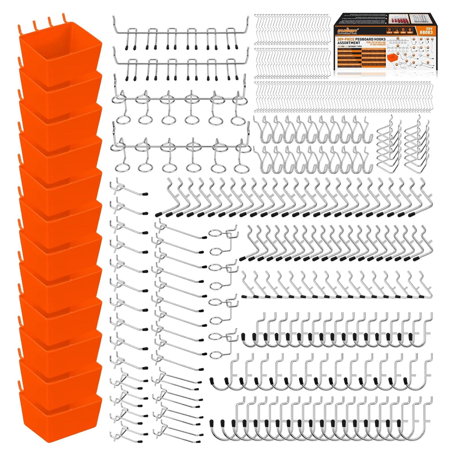Kit de Ganchos para Tablero Perforado HORUSDY 309 Piezas
