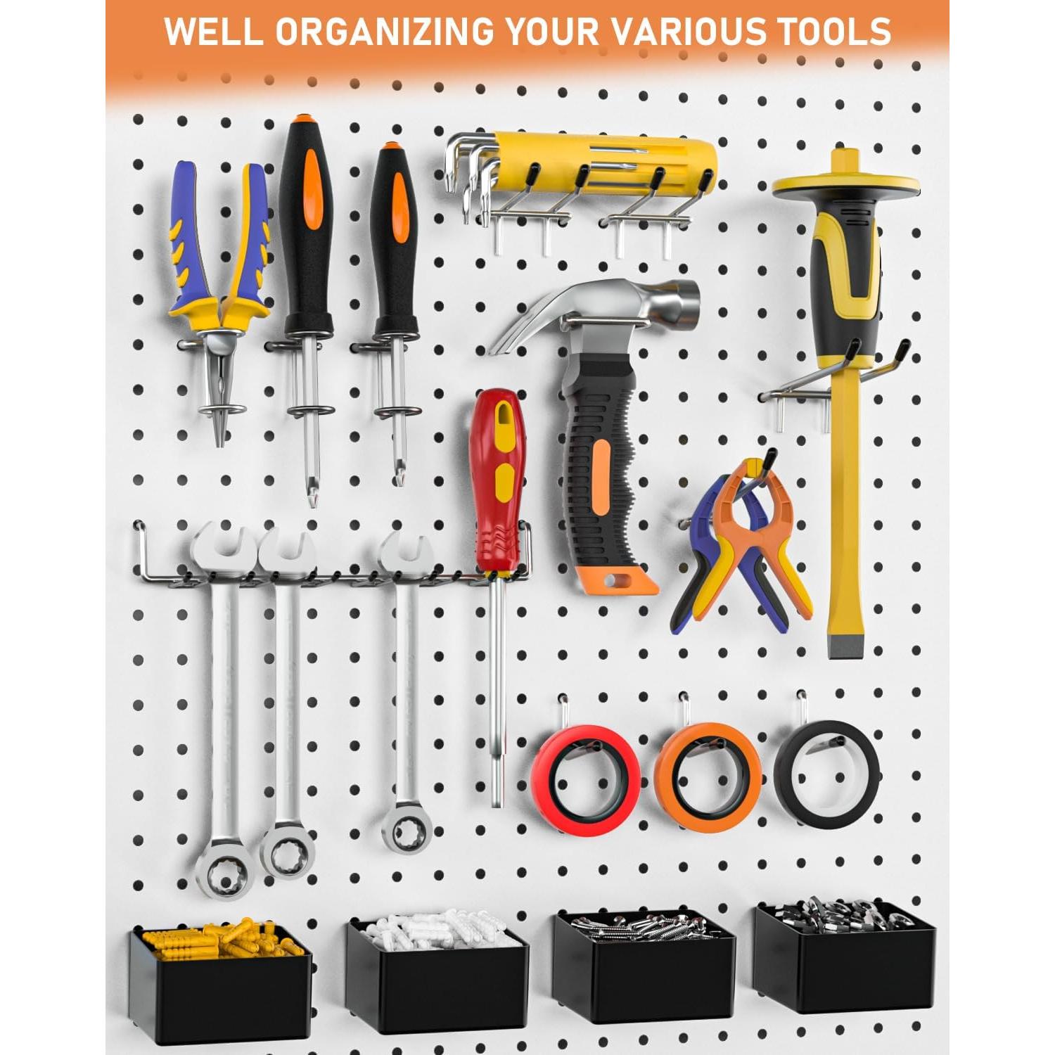 Ganchos para Tablero de Clavos INCLY 170 Piezas Alta Resistencia