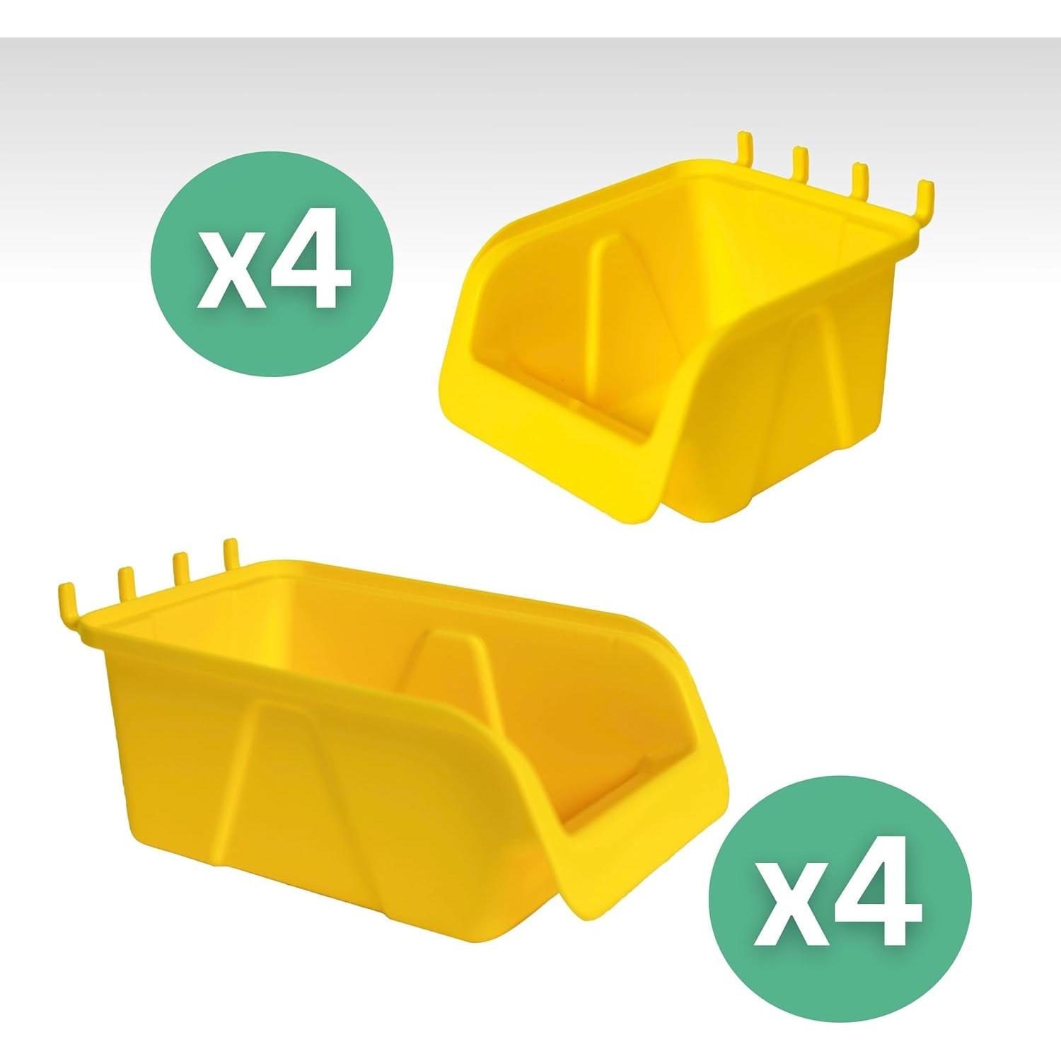 Kit de Bins WallPeg para Tablero de Clavos - 4 Grandes y 4 Medianos