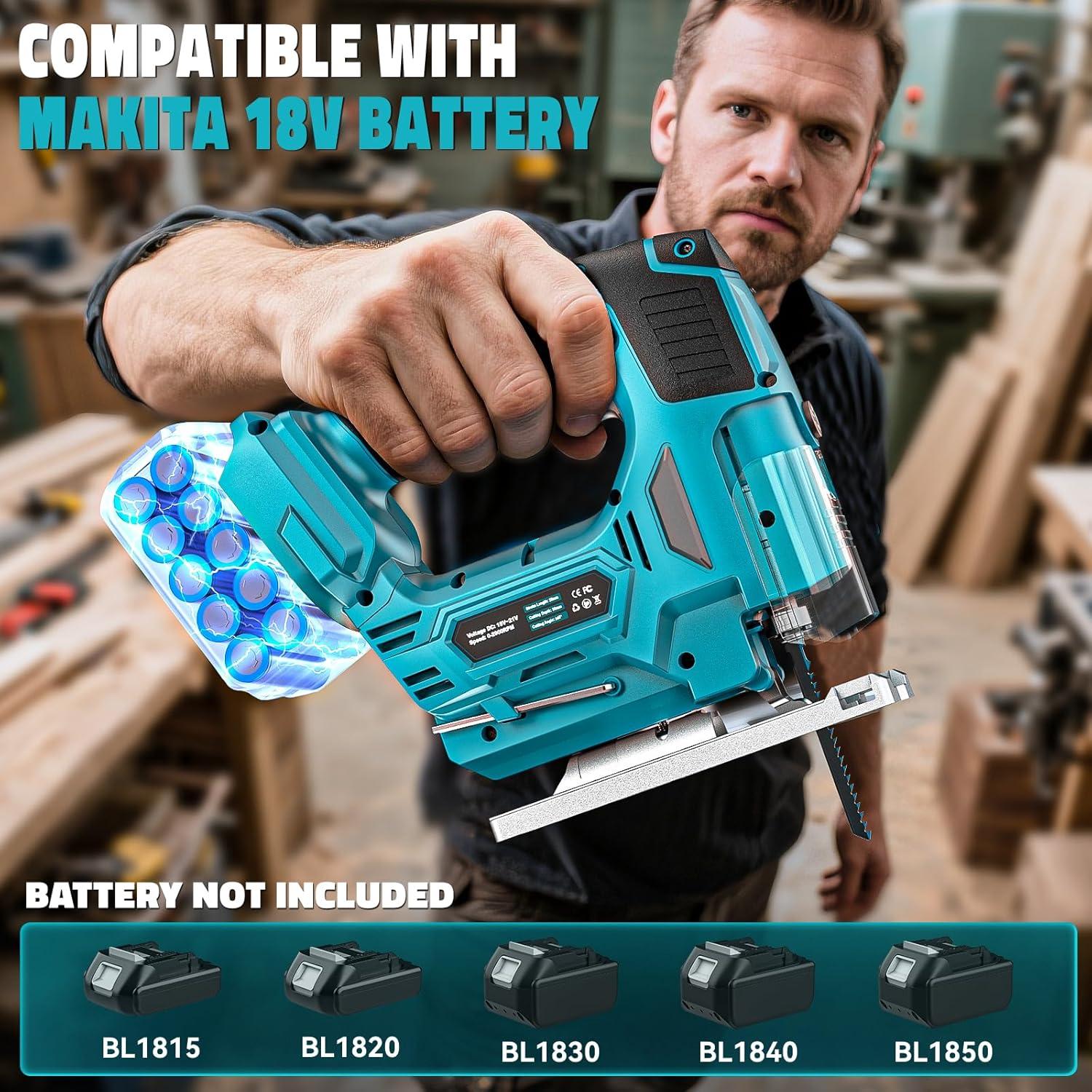 Sierra de Calar Inalámbrica Cerycose 18V con Guía Láser y Luz LED