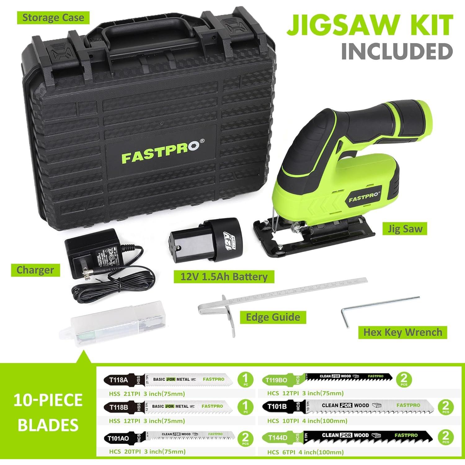 Sierra de Calar Inalámbrica FASTPRO 12V con 10 Cuchillas