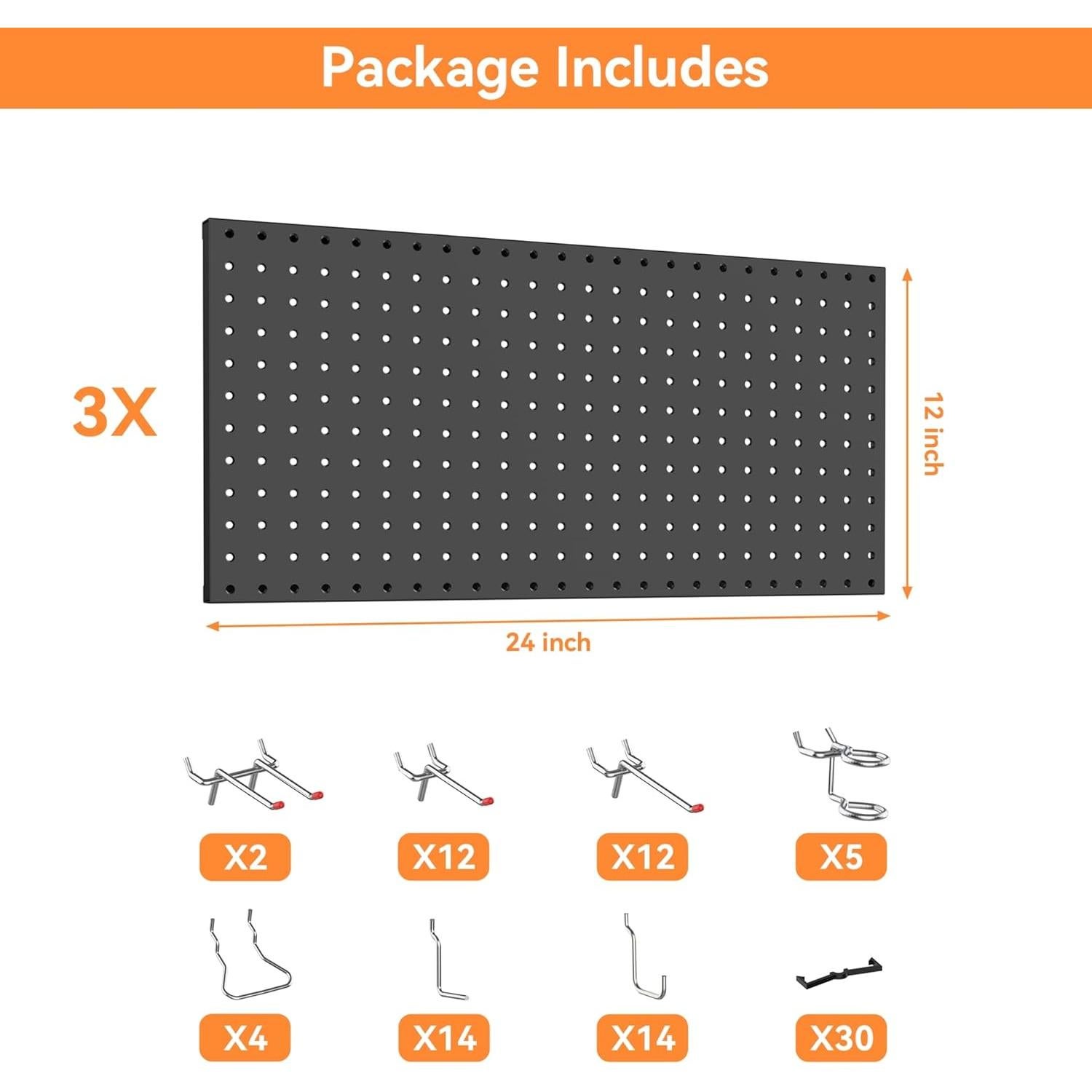 Tablero Organizador de Herramientas WALMANN 96PCS Metal Negro