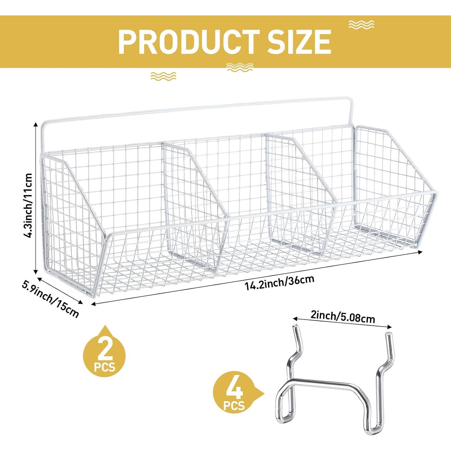 Juego de Cestas de Almacenamiento Suzile con Ganchos - 2 Pcs, Blanco