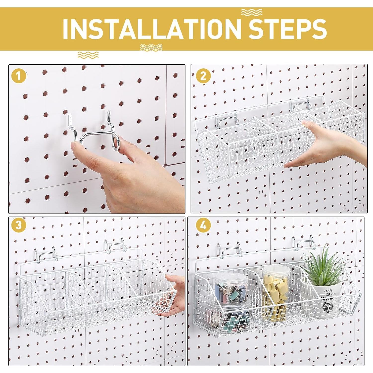 Juego de Cestas de Almacenamiento Suzile con Ganchos - 2 Pcs, Blanco