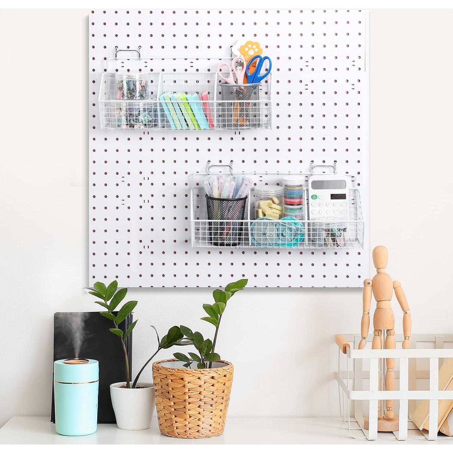 Juego de Cestas de Almacenamiento Suzile con Ganchos - 2 Pcs, Blanco