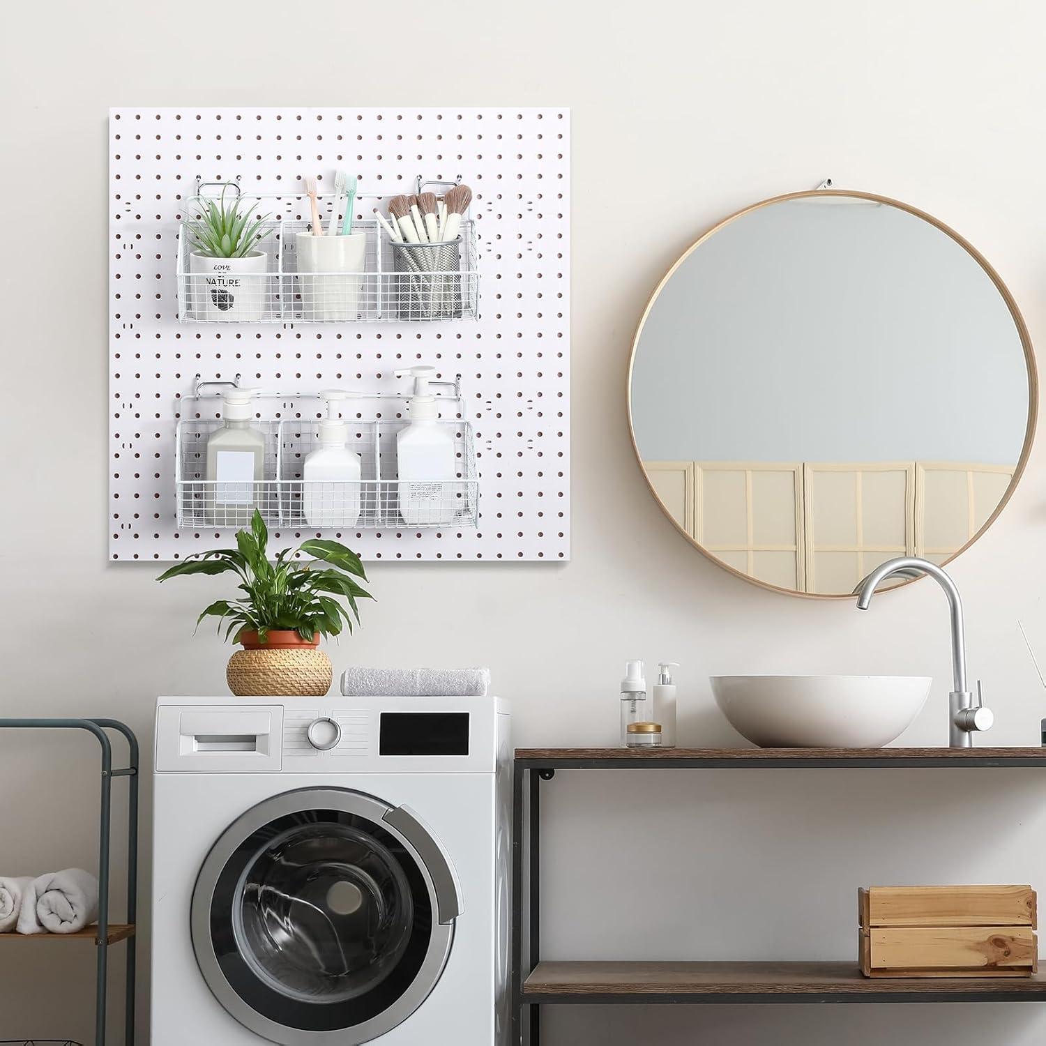 Juego de Cestas de Almacenamiento Suzile con Ganchos - 2 Pcs, Blanco