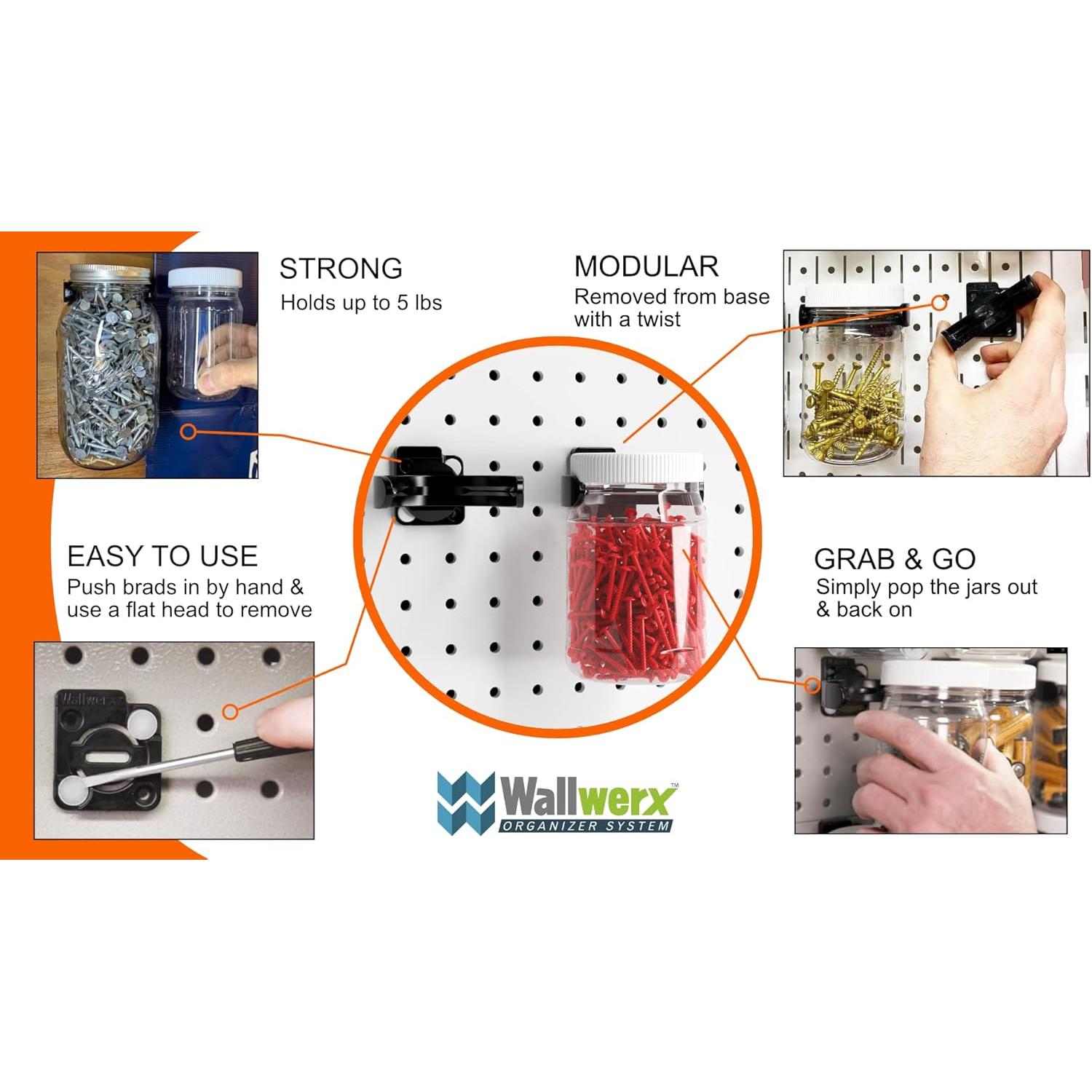 Tarros de Pegboard Wallwerx 16oz (473ml) - Paquete de 12