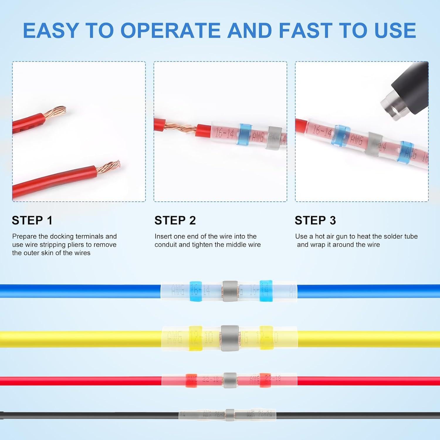 Kit de Conectores Termoretráctiles Snwoygr 120PCS Impermeables
