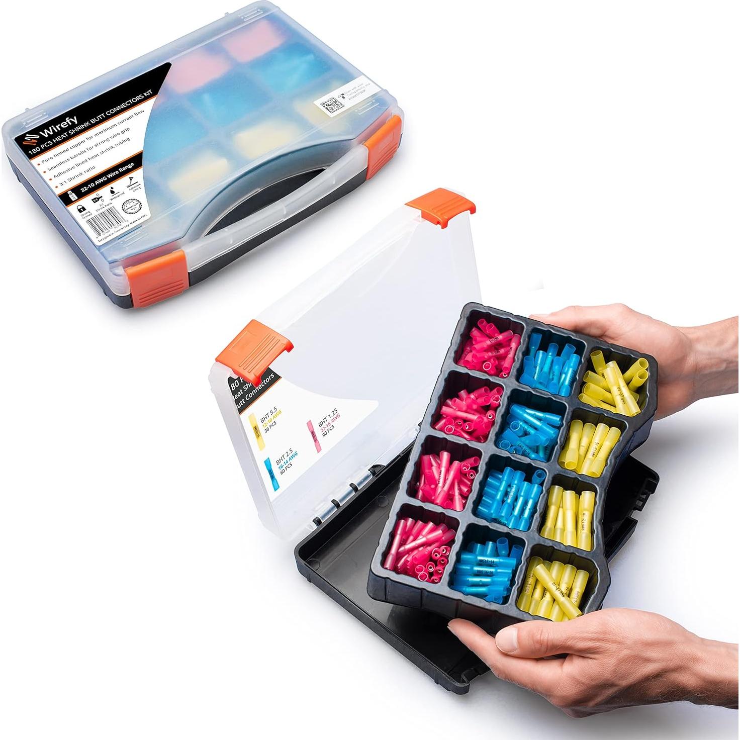 Kit de Conectores de Empalme de Calor Wirefy 180 PCS - 22-10 AWG