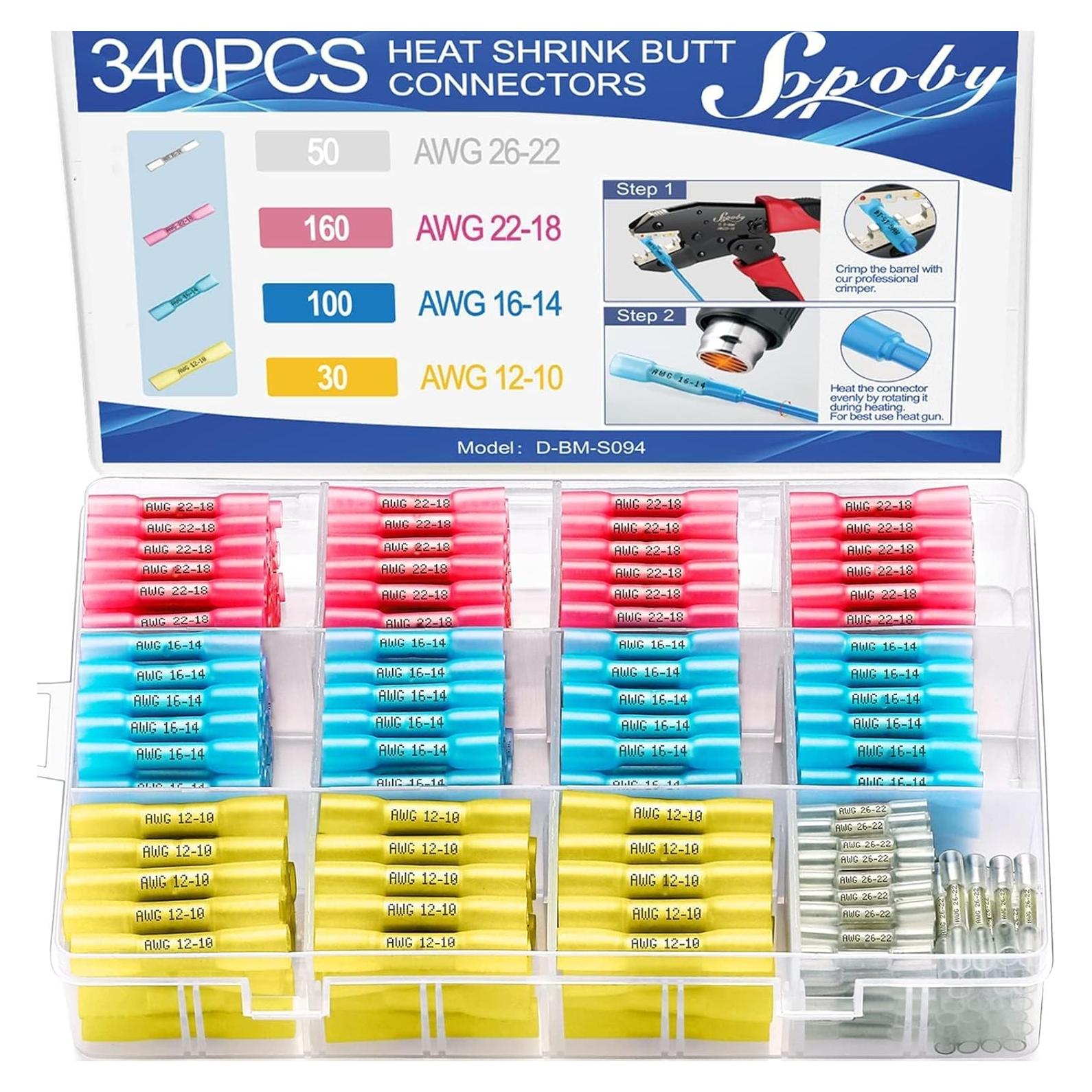 Kit de 340 Conectores Termoretráctiles Sopoby Impermeables
