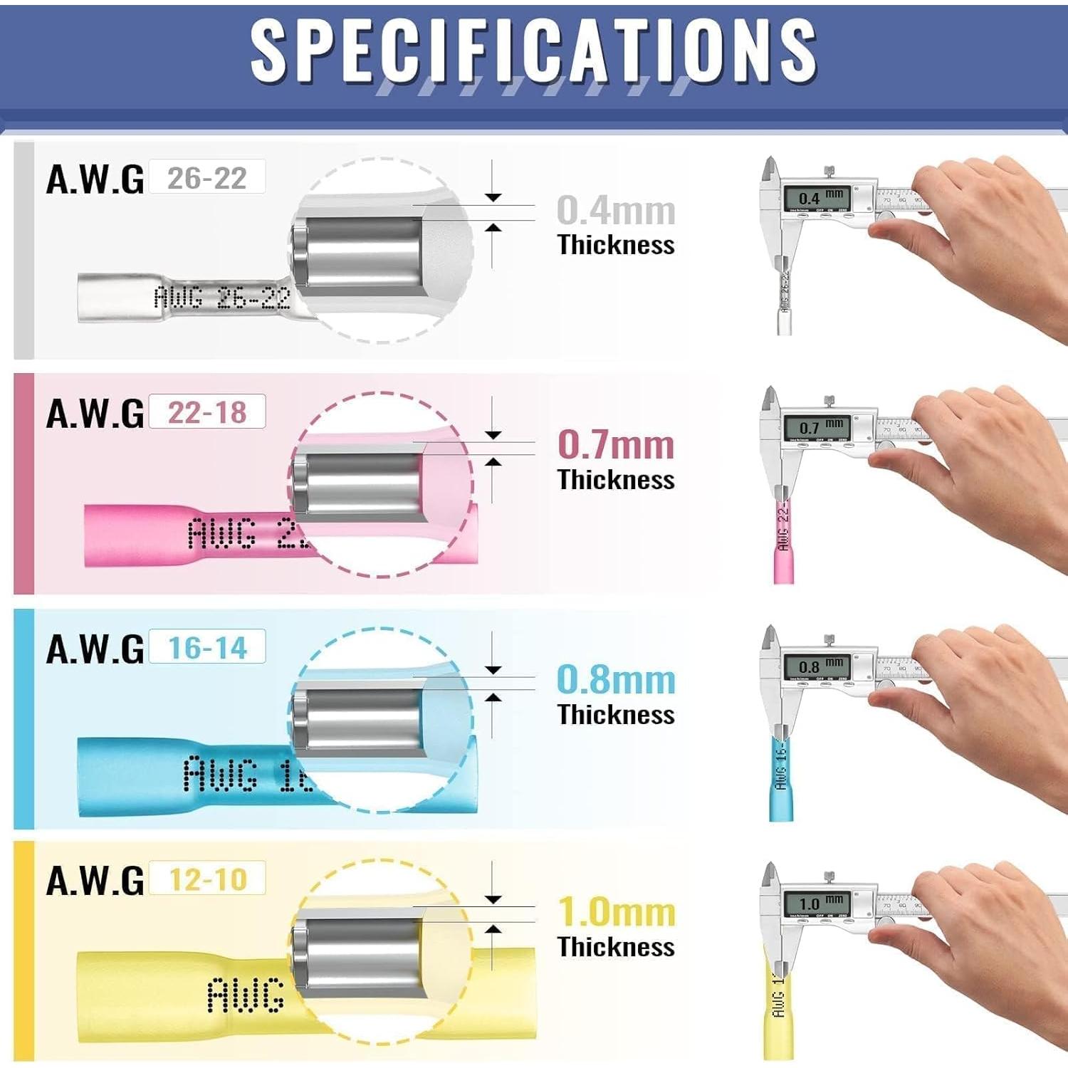 Kit de 340 Conectores Termoretráctiles Sopoby Impermeables