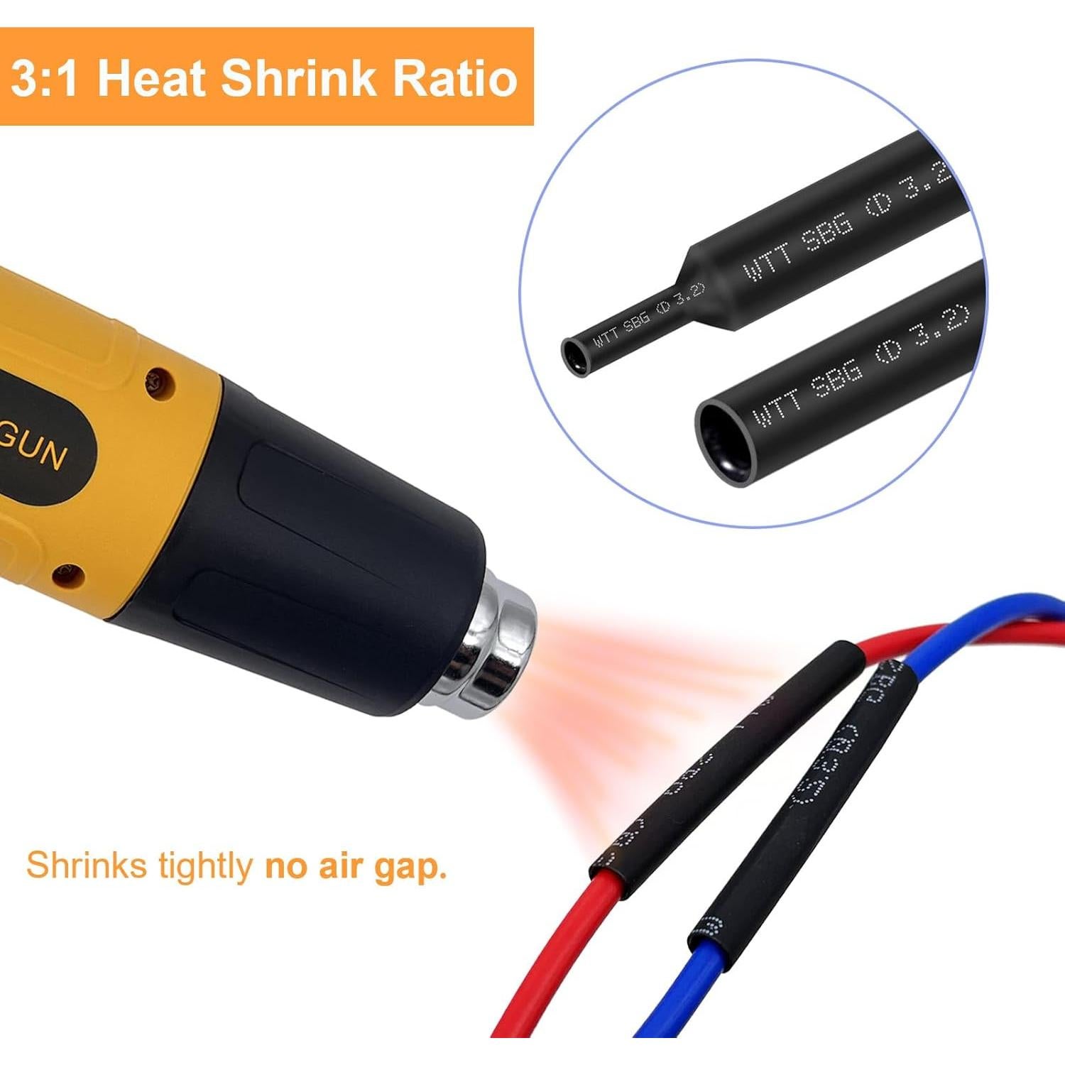 Kit de Tubos Termocontraíbles 355pcs Twippo 3:1 Negro 80mm