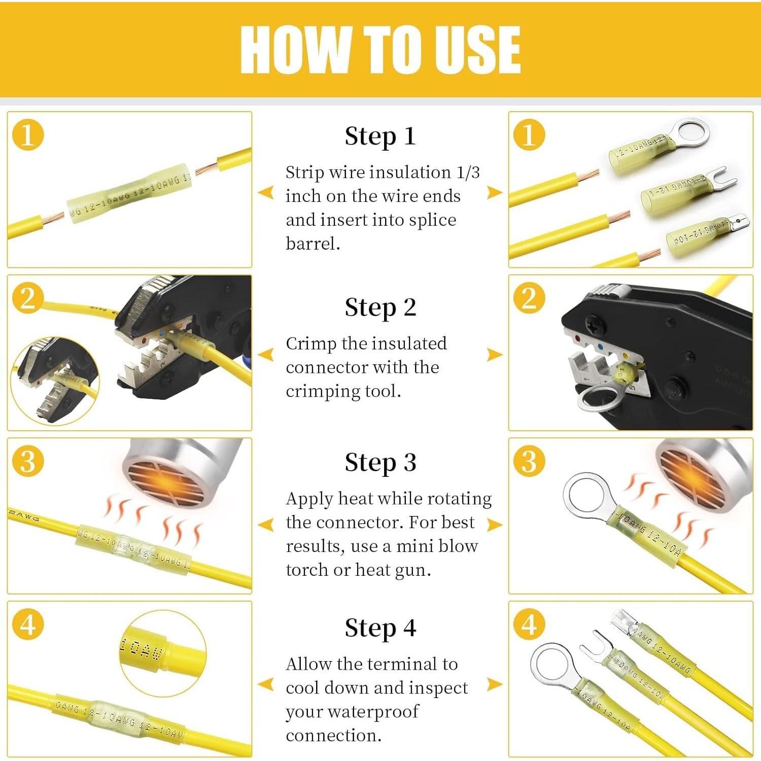 Kit 525 Conectores Termoretráctiles Camtek 22-10 AWG Impermeables