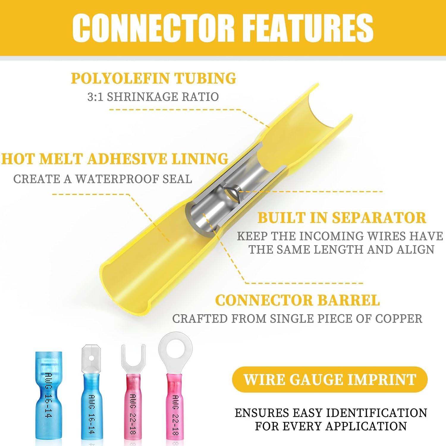 Kit 525 Conectores Termoretráctiles Camtek 22-10 AWG Impermeables