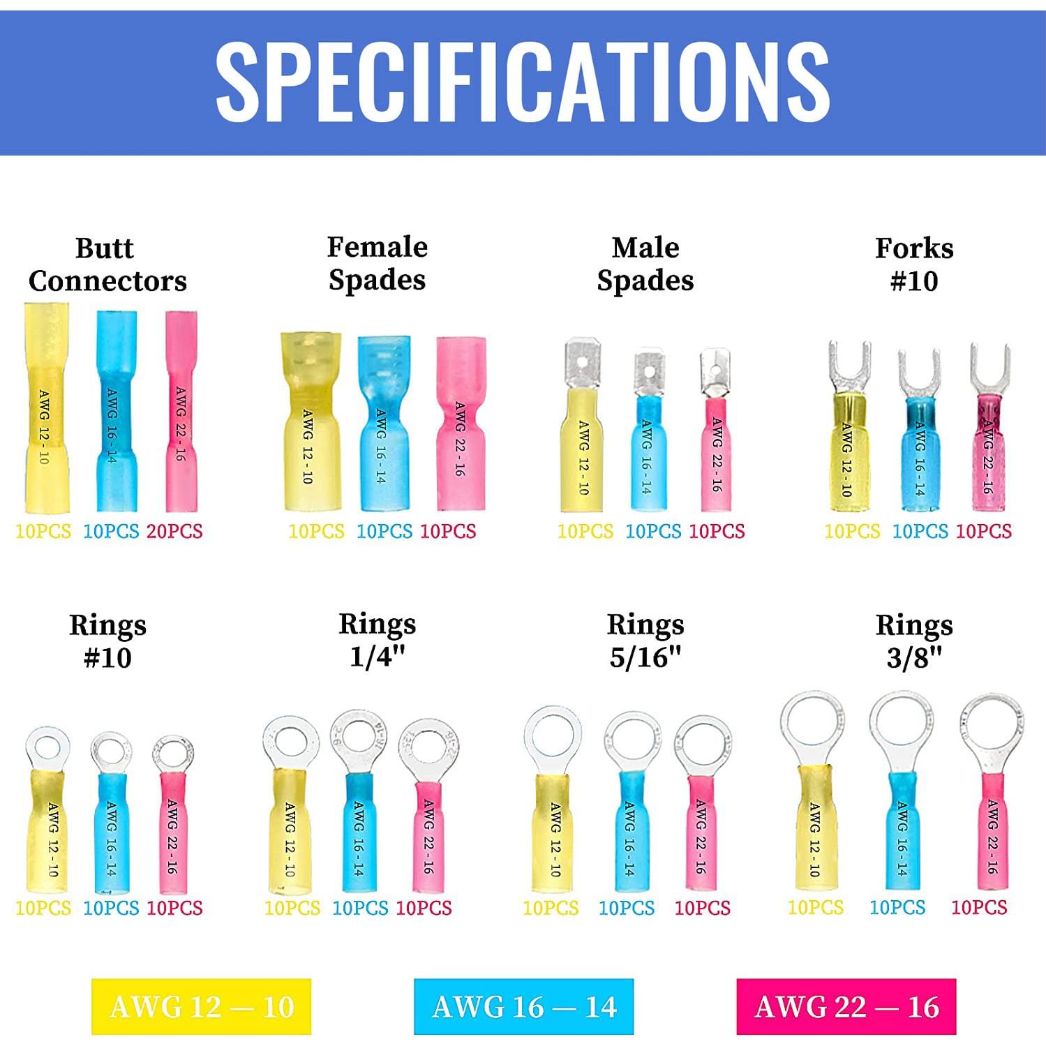 Kit de Conectores Termoretráctiles Qibaok 250 PCS - Impermeables