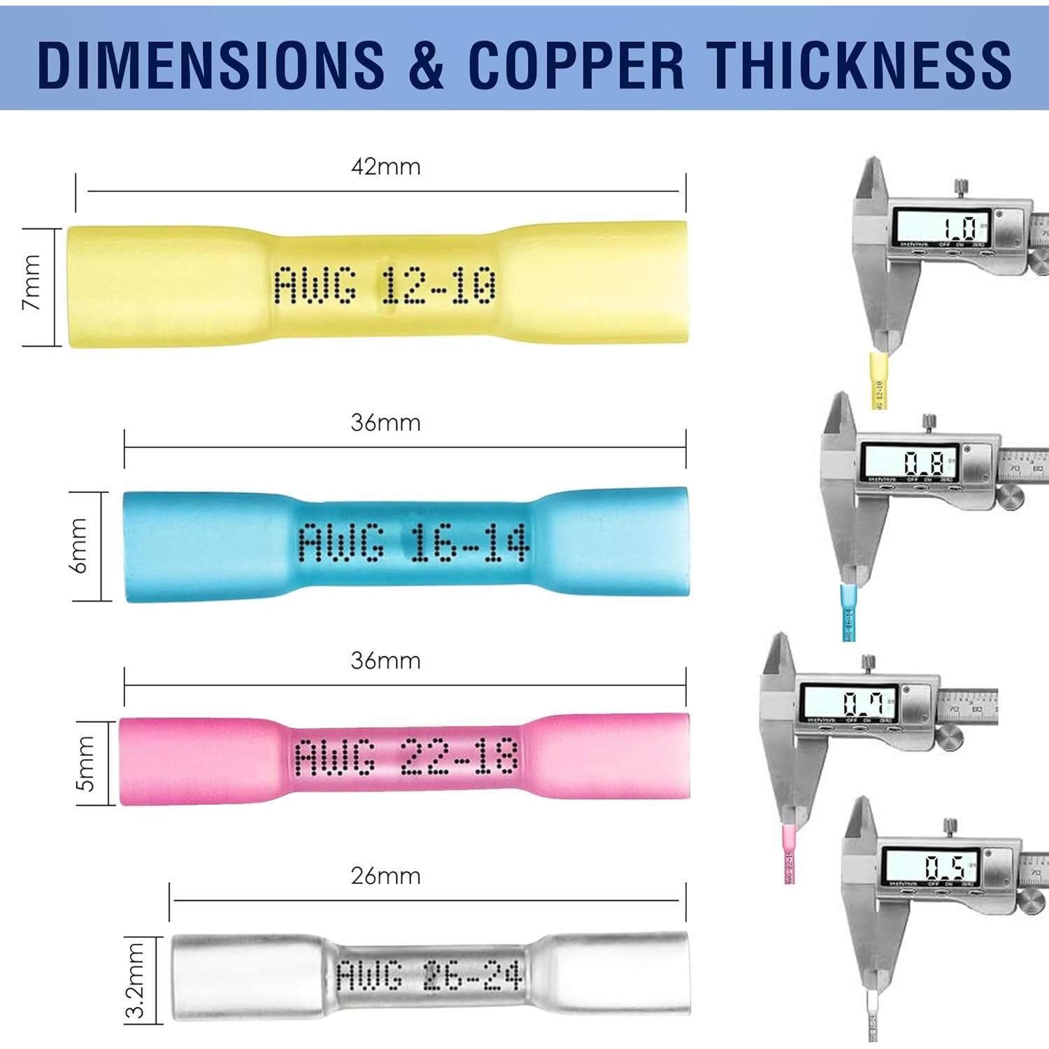 Kit de Conectores Termocontraíbles New Age 220 Piezas AWG 26-10