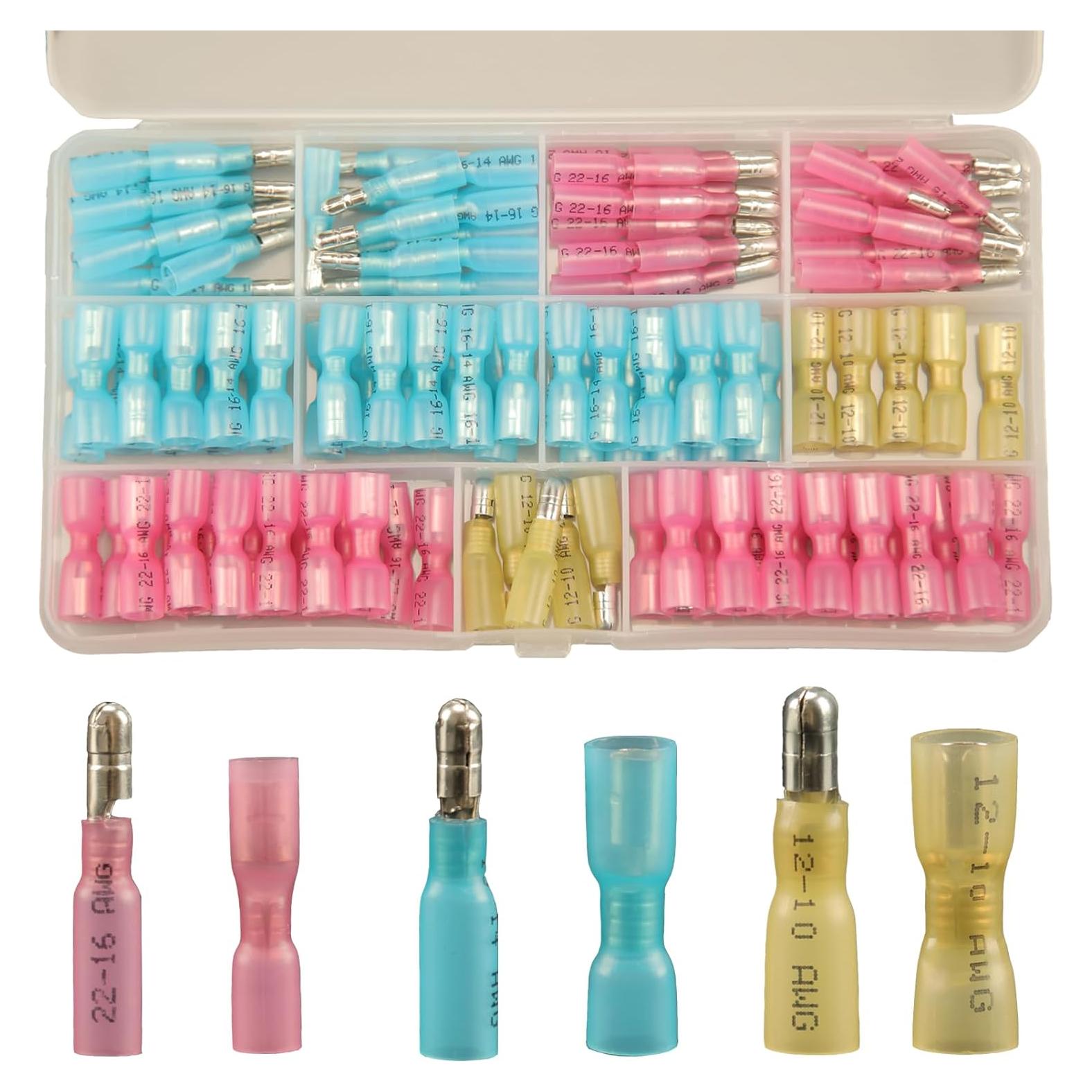 Kit de 130 Conectores de Cable de Bala Termoretráctiles Feggizuli