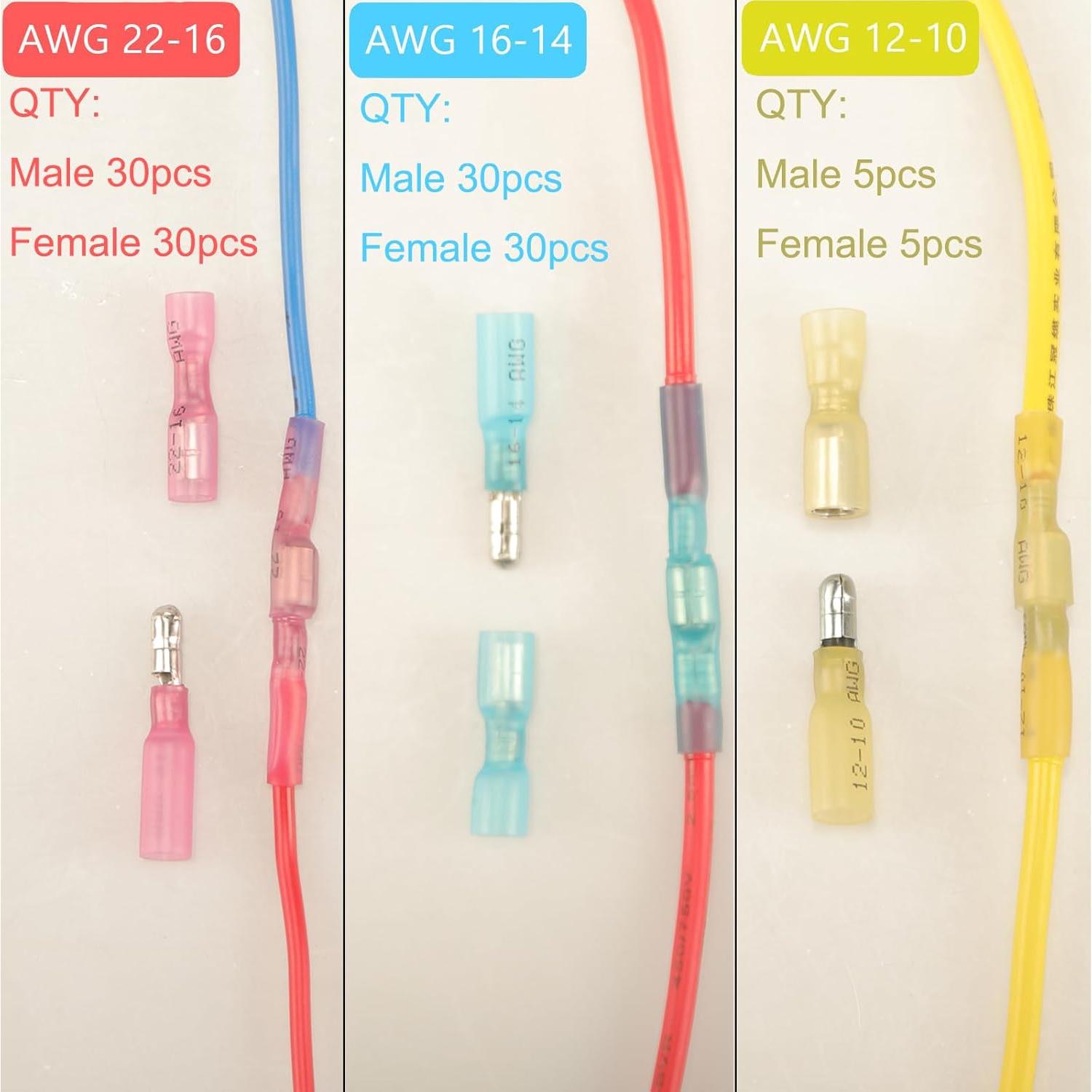 Kit de 130 Conectores de Cable de Bala Termoretráctiles Feggizuli