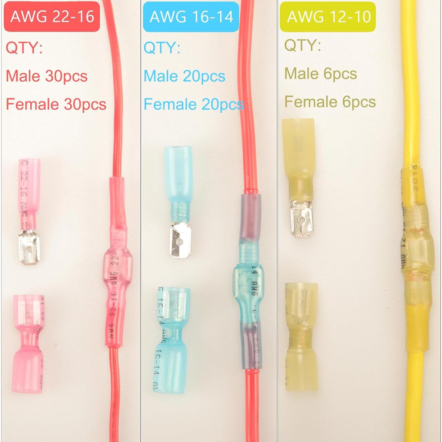 Kit de 112 Conectores de Espada Termocontraíbles Feggizuli