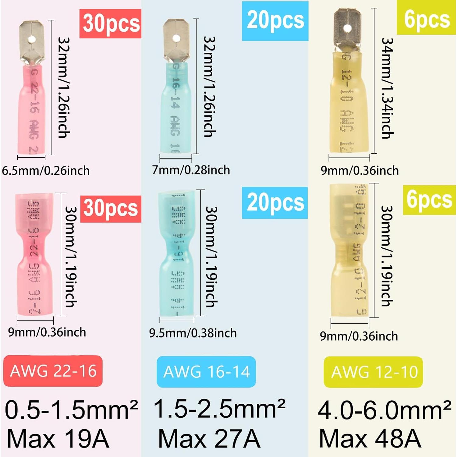 Kit de 112 Conectores de Espada Termocontraíbles Feggizuli