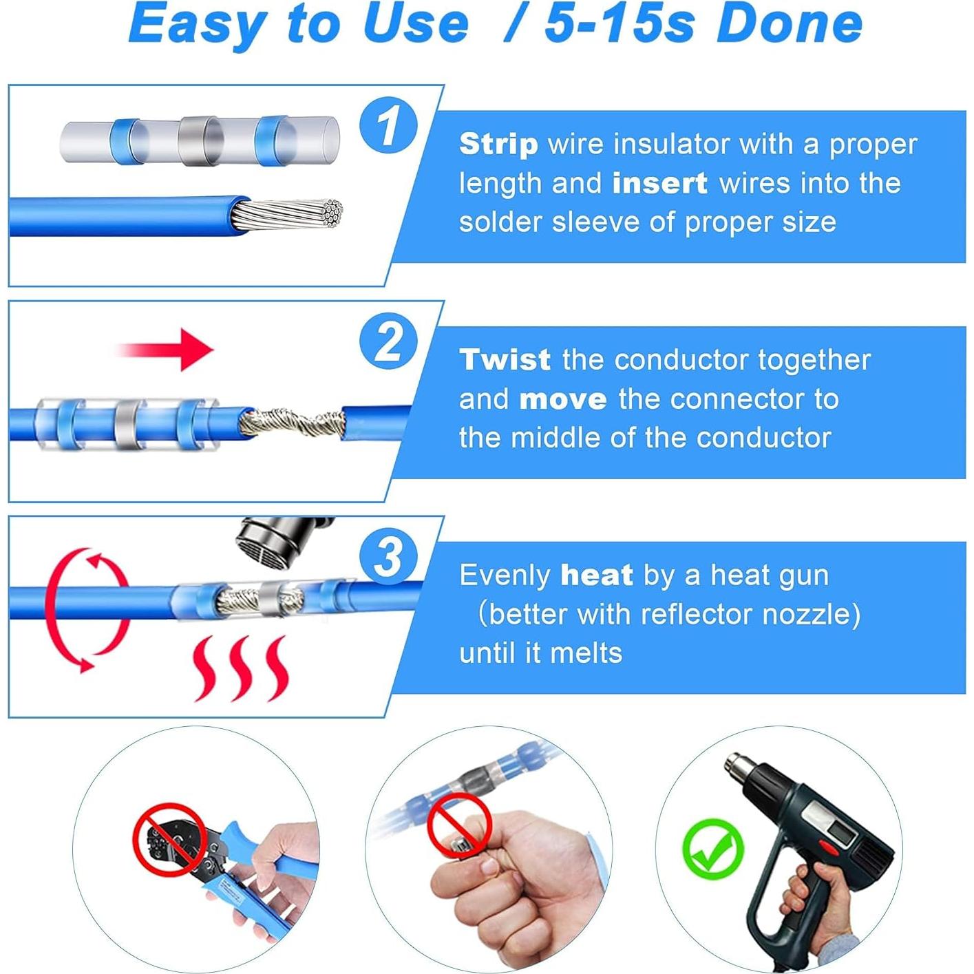 Kit de Conectores de Cable Térmico Kuject 180PCS Impermeables