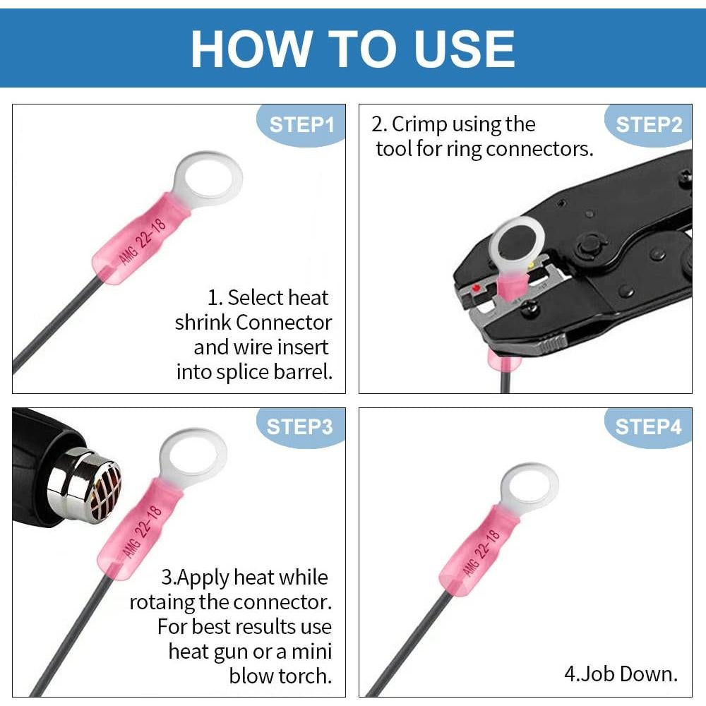 Kit de Conectores Termoretráctiles Intashi 520PCS AWG 22-10