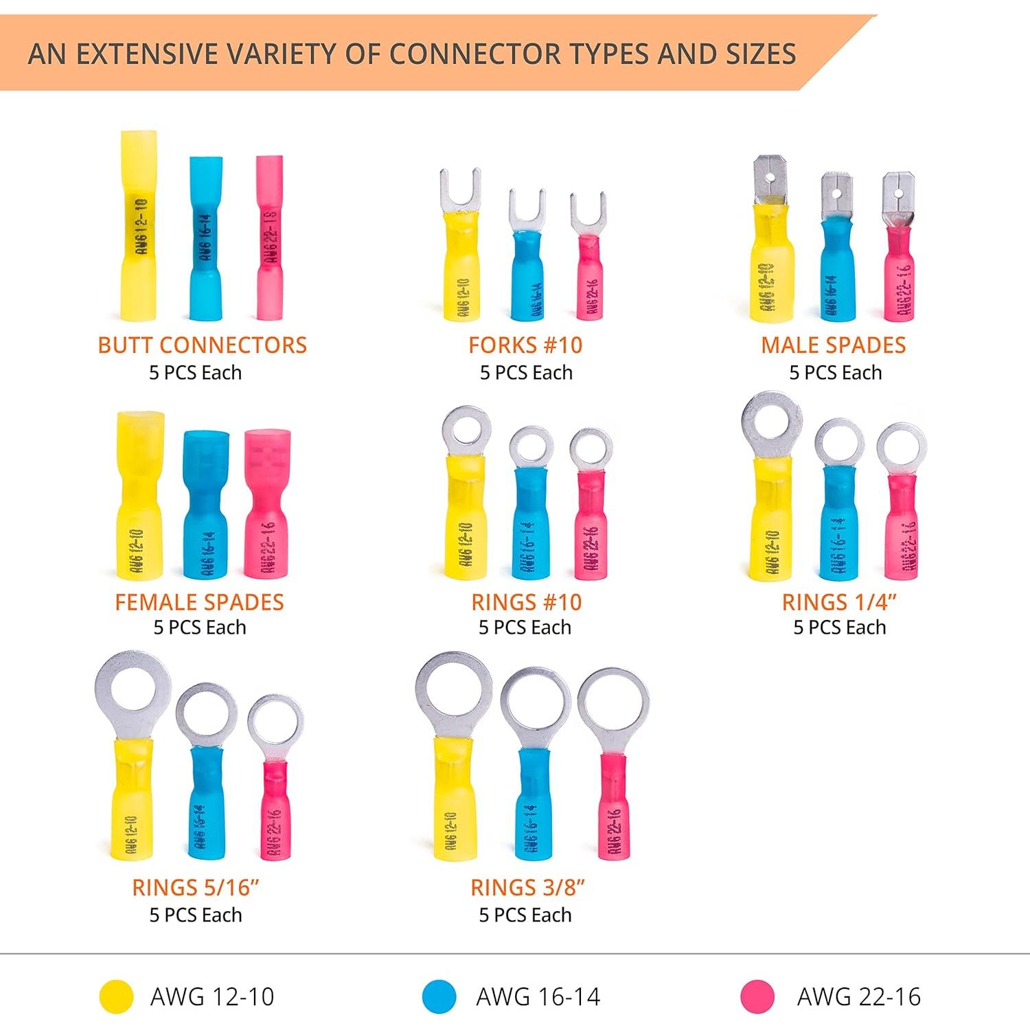 Kit de Conectores Eléctricos Wirefy 120 PCS - Termoretráctiles