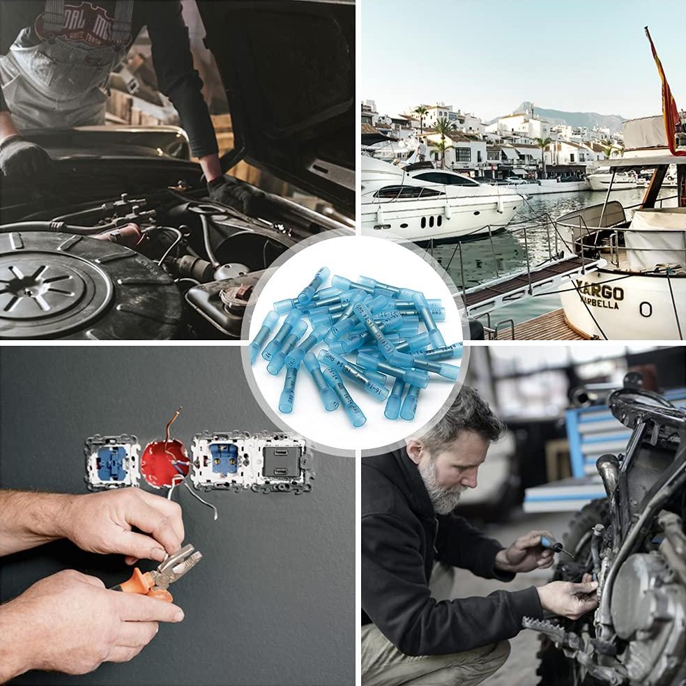 Conectores de Manguito Termoretráctil Qizpcer 100Pcs 16-14 AWG Azul